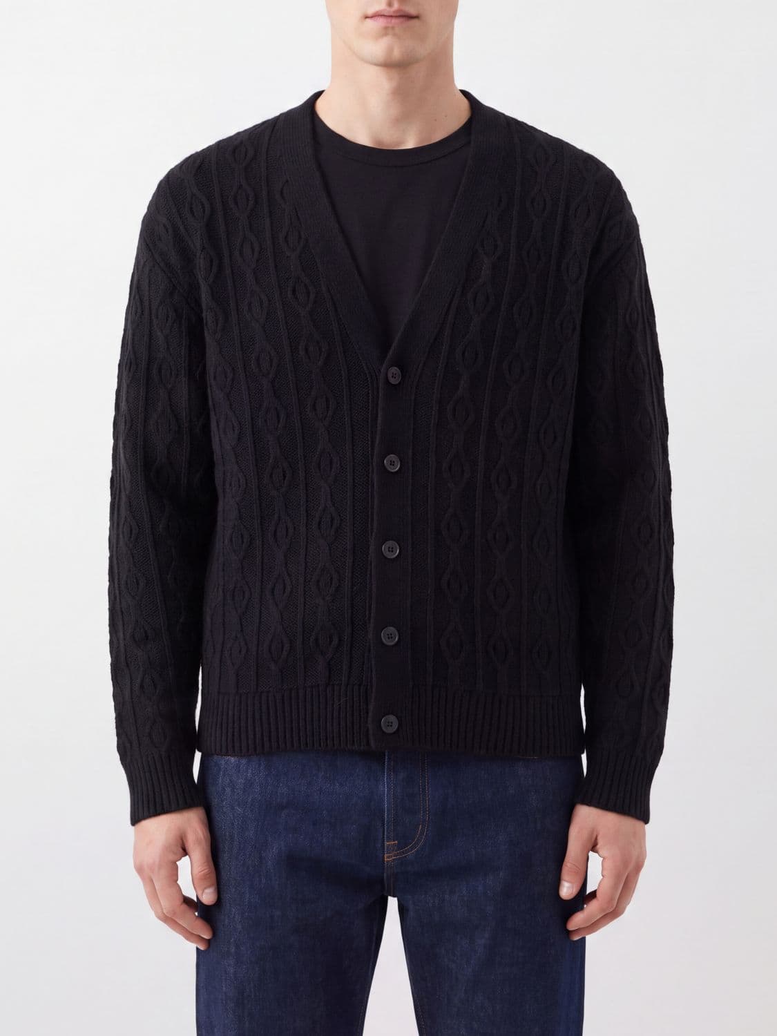 The Row V-Neck Pure Cashmere Cardigan with Button Closure
