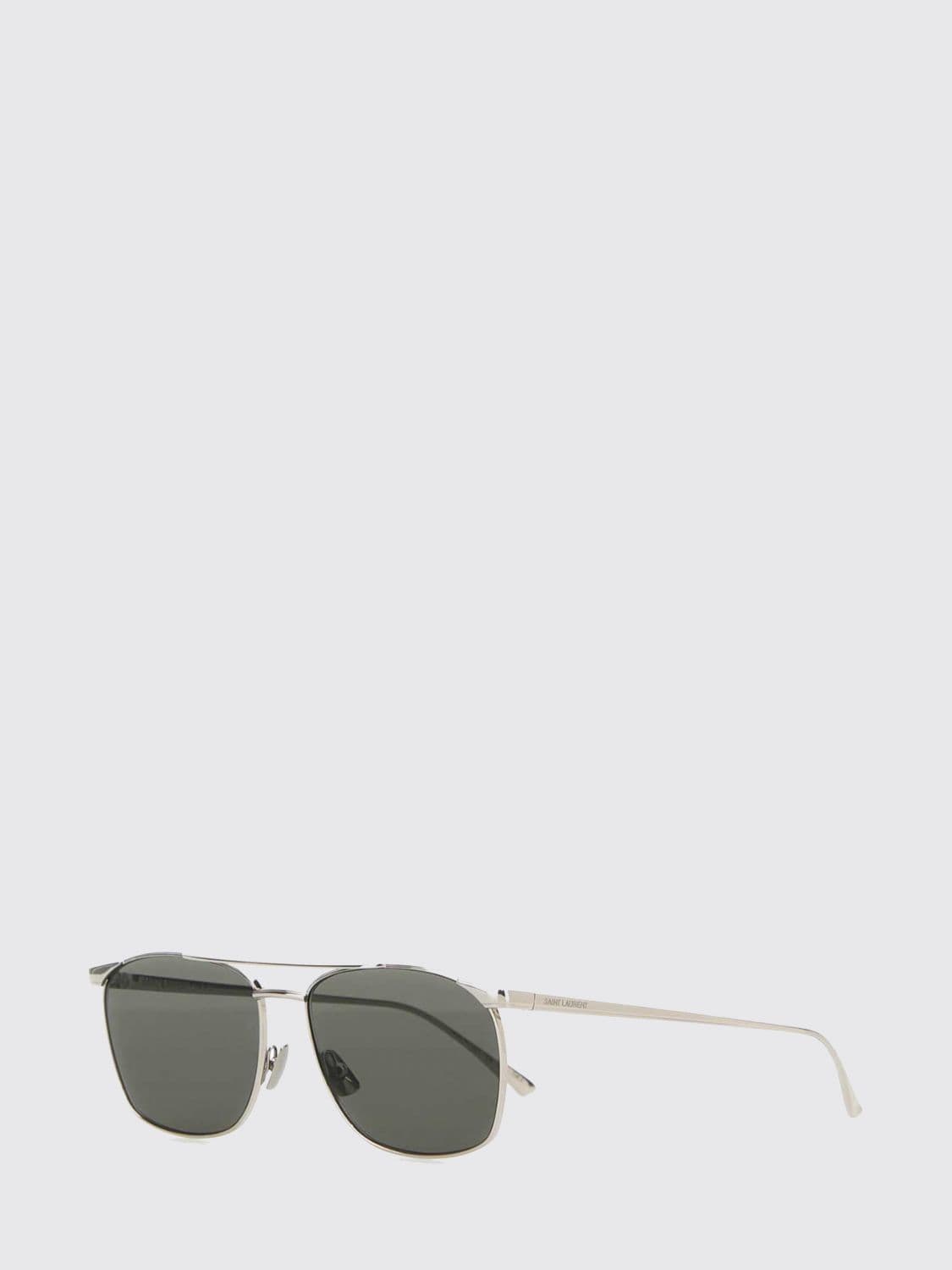Saint Laurent Square Metal Sunglasses with Engraved Logo and Dark Lenses · OS