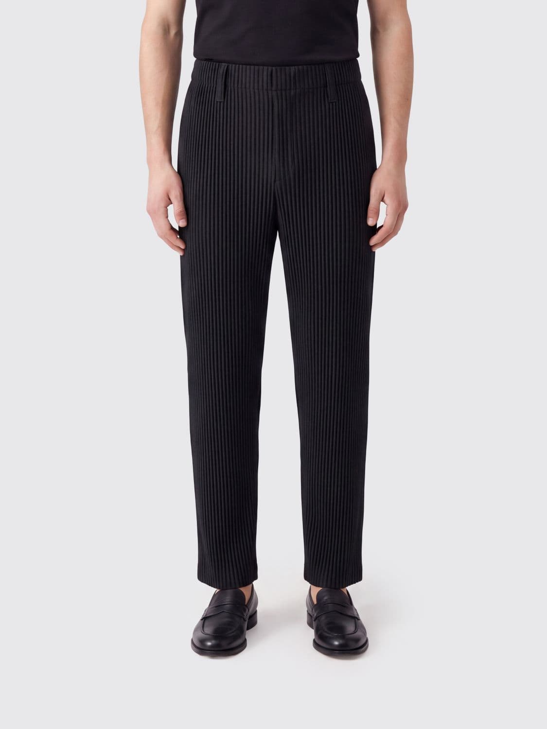 Homme Plisse' Issey Miyake Homme Plissé Issey Miyake Slim Fit Pleated Trousers with Concealed Fastening