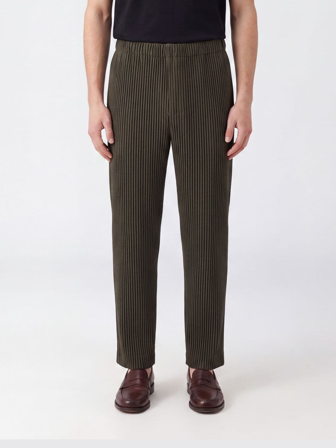 Homme Plisse' Issey Miyake Homme Plissé Issey Miyake Slim Fit Pleated Trousers with Elasticated Waist