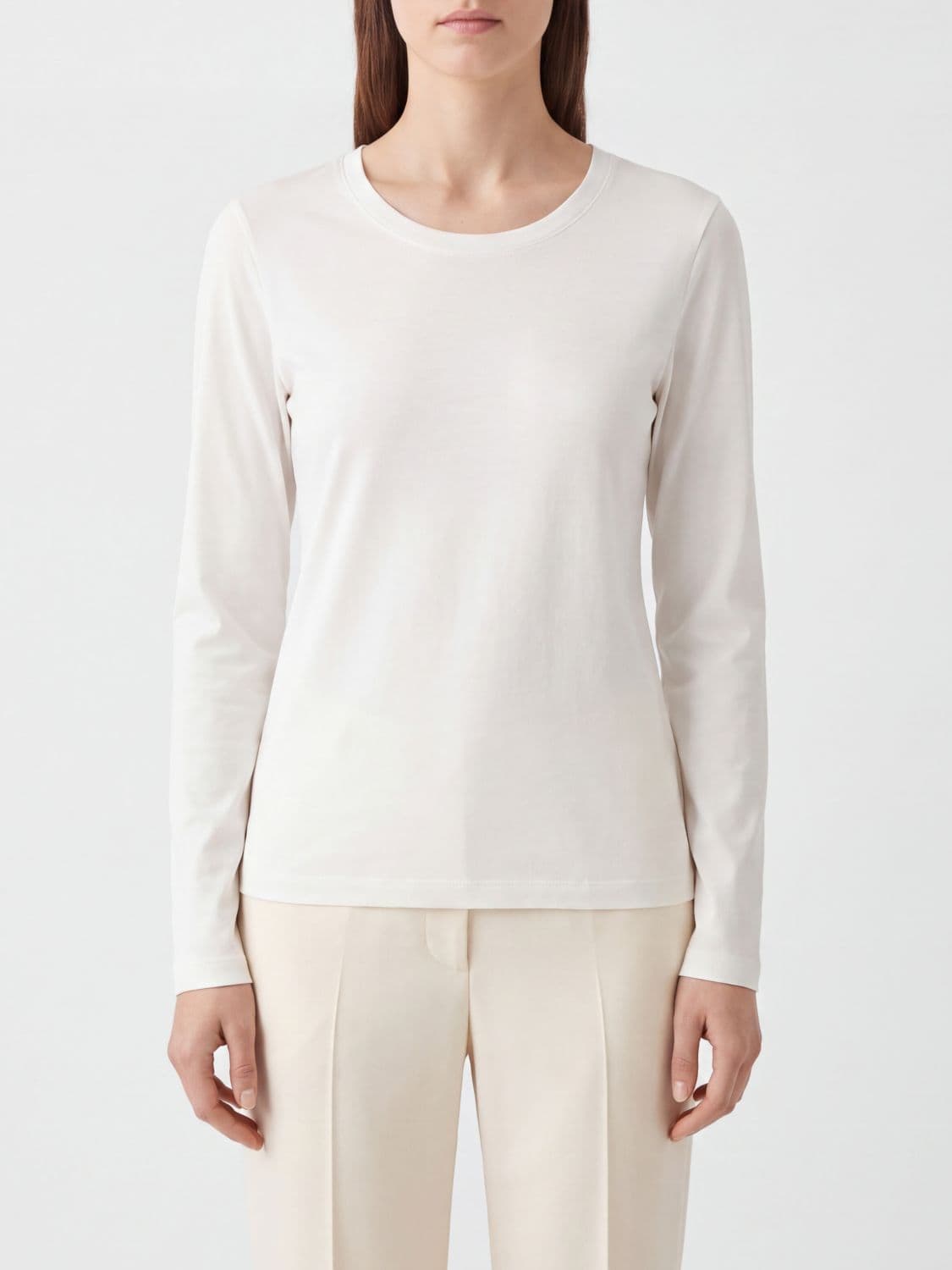 The Row Cotton Crewneck Long-Sleeve T-Shirt · M
