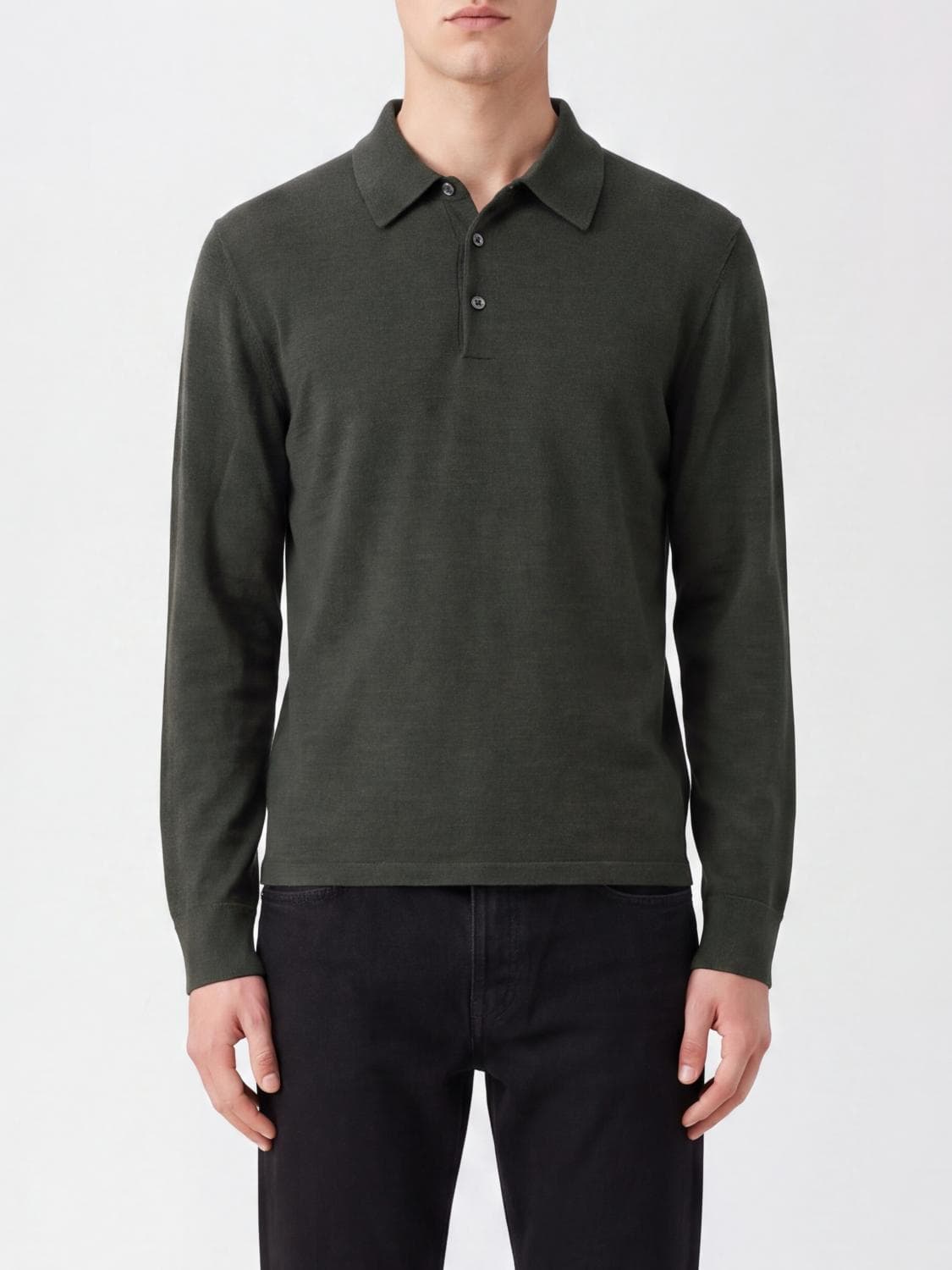 The Row Slim Fit Long-Sleeve Wool and Silk Blend Polo