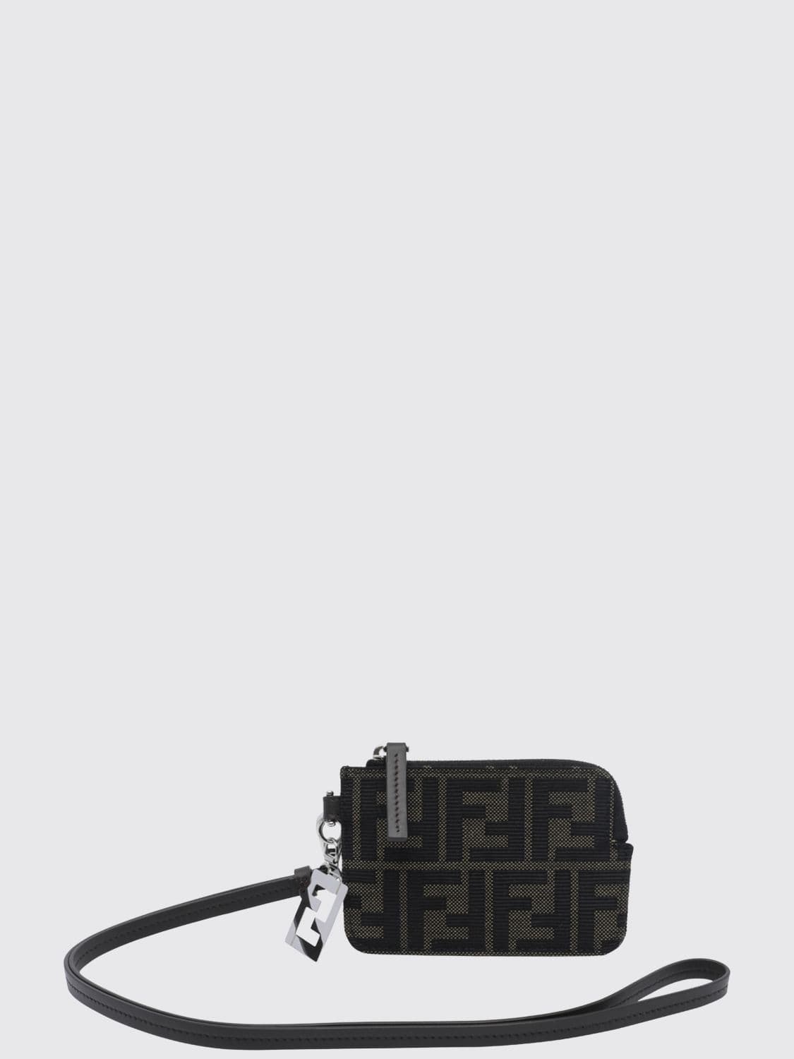 Fendi FF Jacquard Fabric Card Holder with Removable Strap