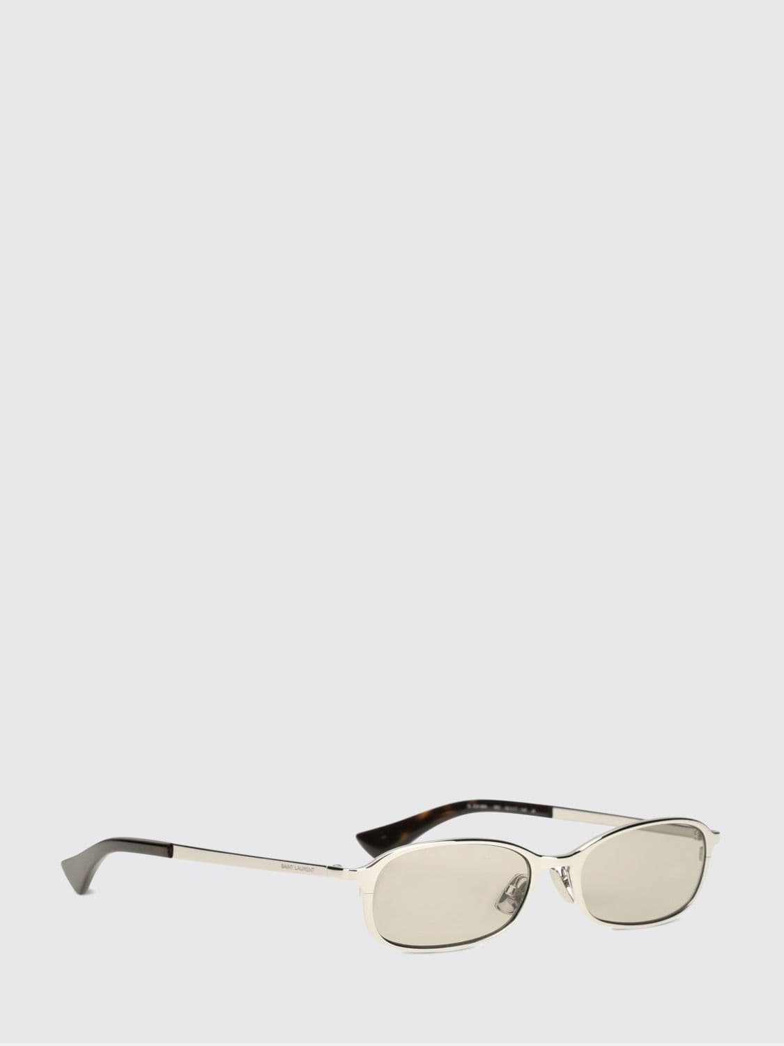 Saint Laurent Rounded Sunglasses in Metal and Acetate with Engraved Logo
