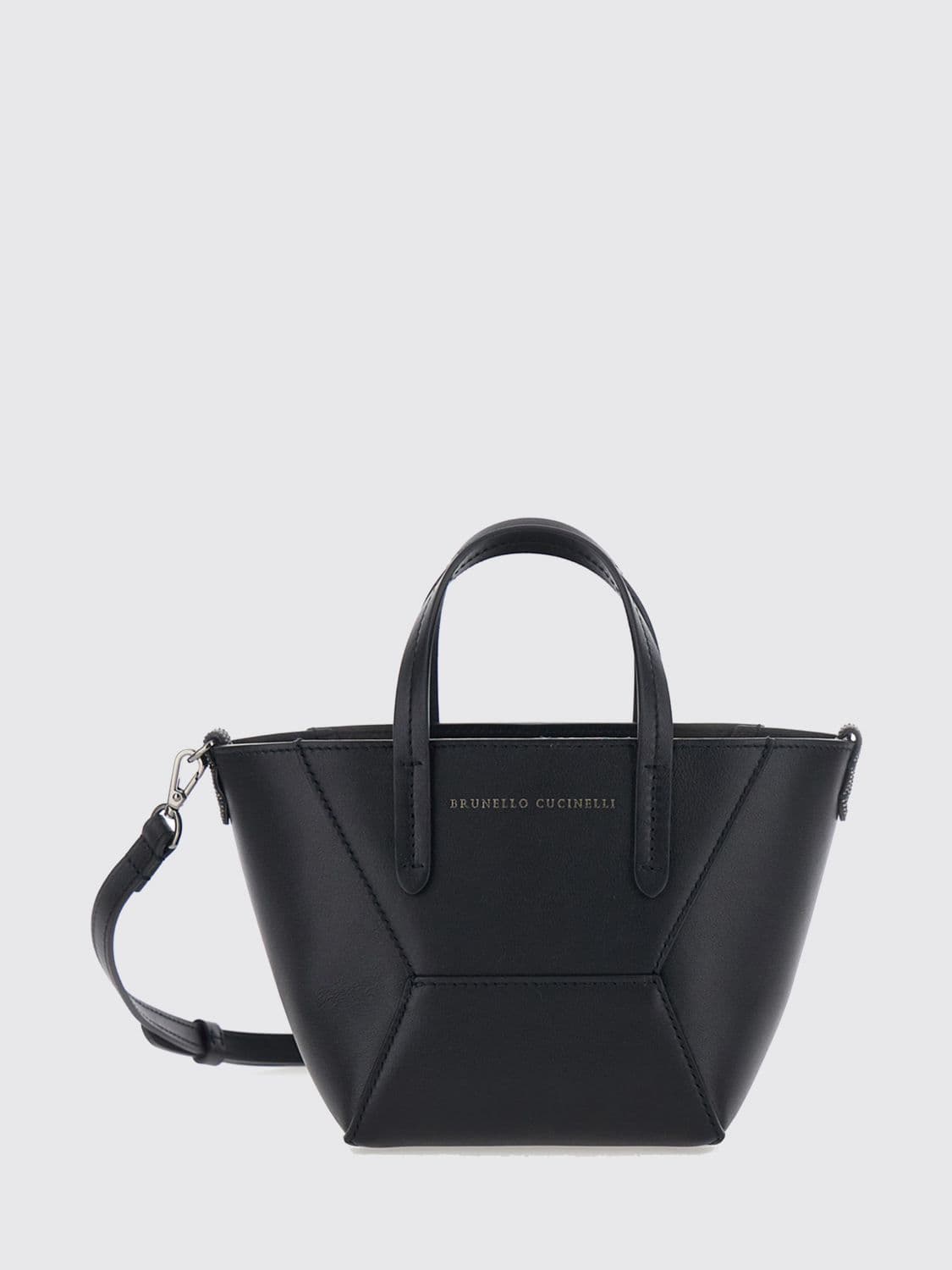 Brunello Cucinelli Leather Mini Handbag with Double Handle and Removable Strap · OS