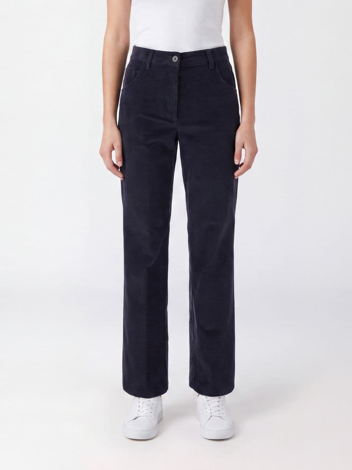 Semicouture High-Waisted Straight-Leg Corduroy Trousers