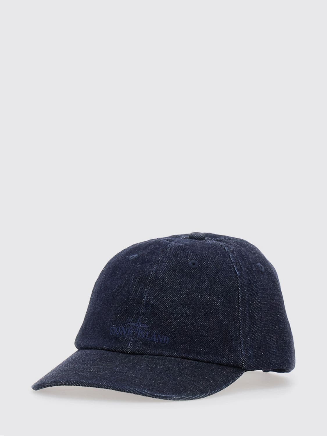 Stone Island Cotton Denim Baseball Cap with Embroidered Logo · OS