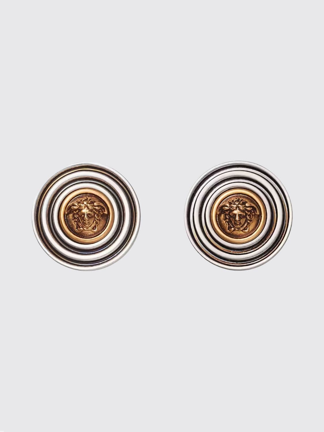 Versace Bicolour Metal Earrings with Abstract Design · OS