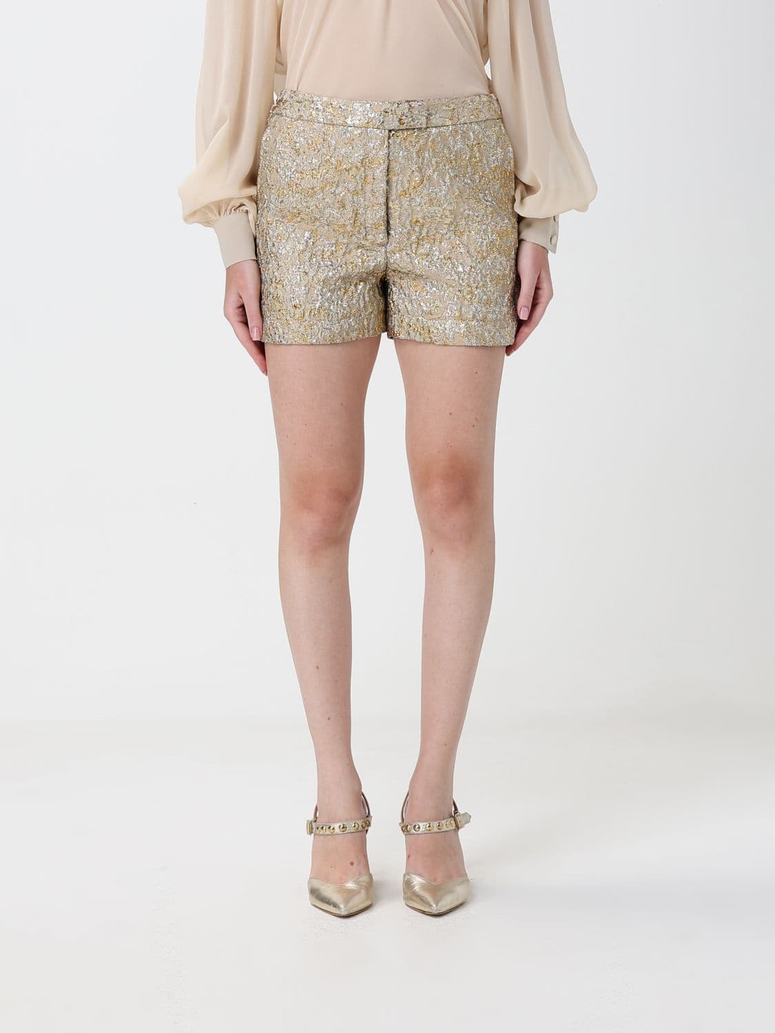Collini Milano 1937 Gold Laminated Jersey Slim Fit Mini Shorts