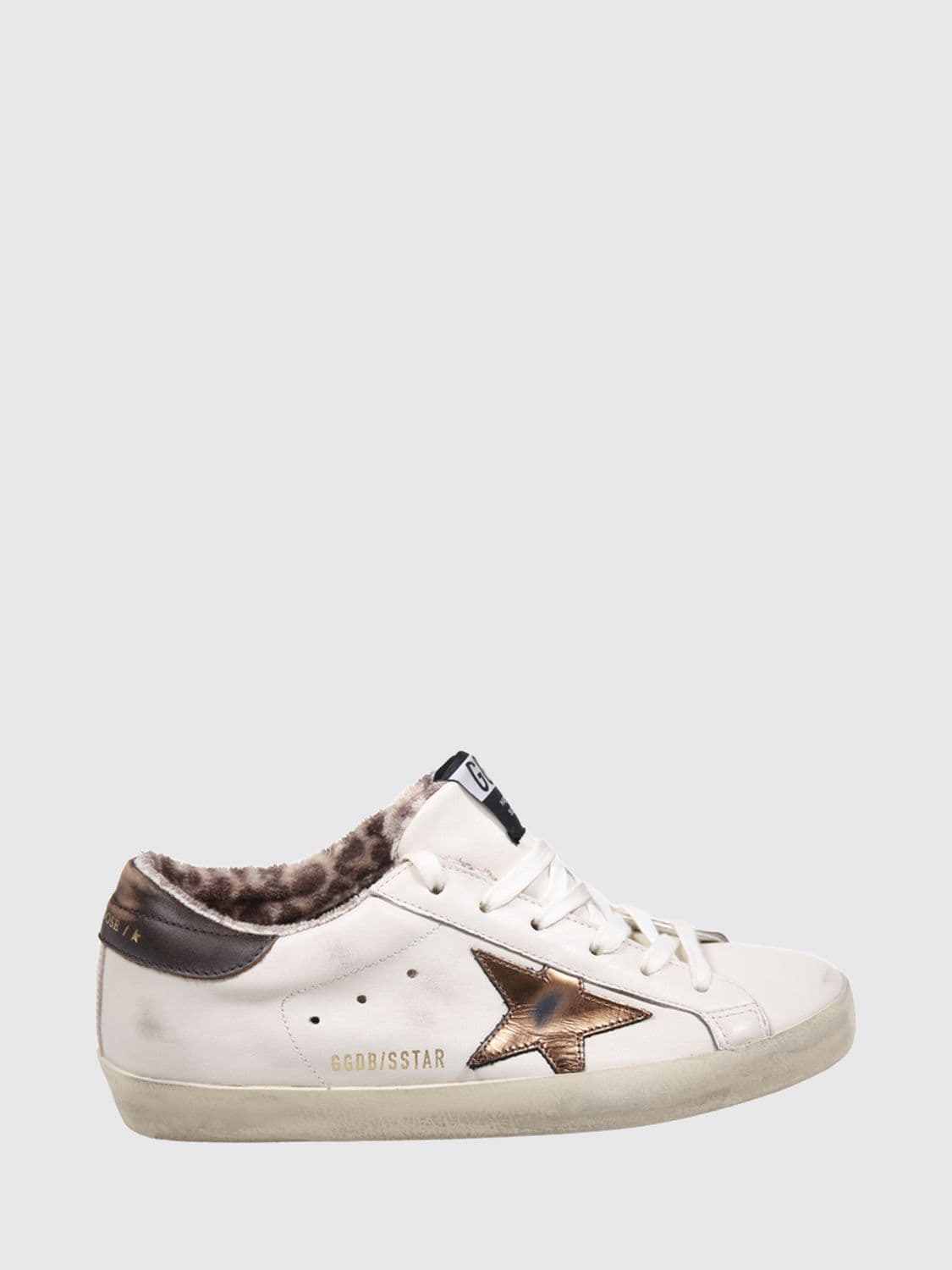 Golden Goose Super-Star Calfskin Sneakers with Distressed Effect and Logo