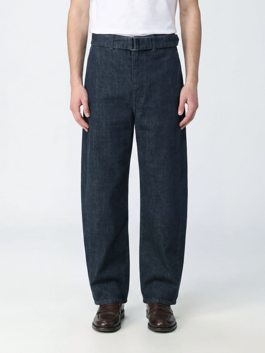 Lemaire Baggy Wide-Leg Jeans in Cotton Denim with Adjustable Belt