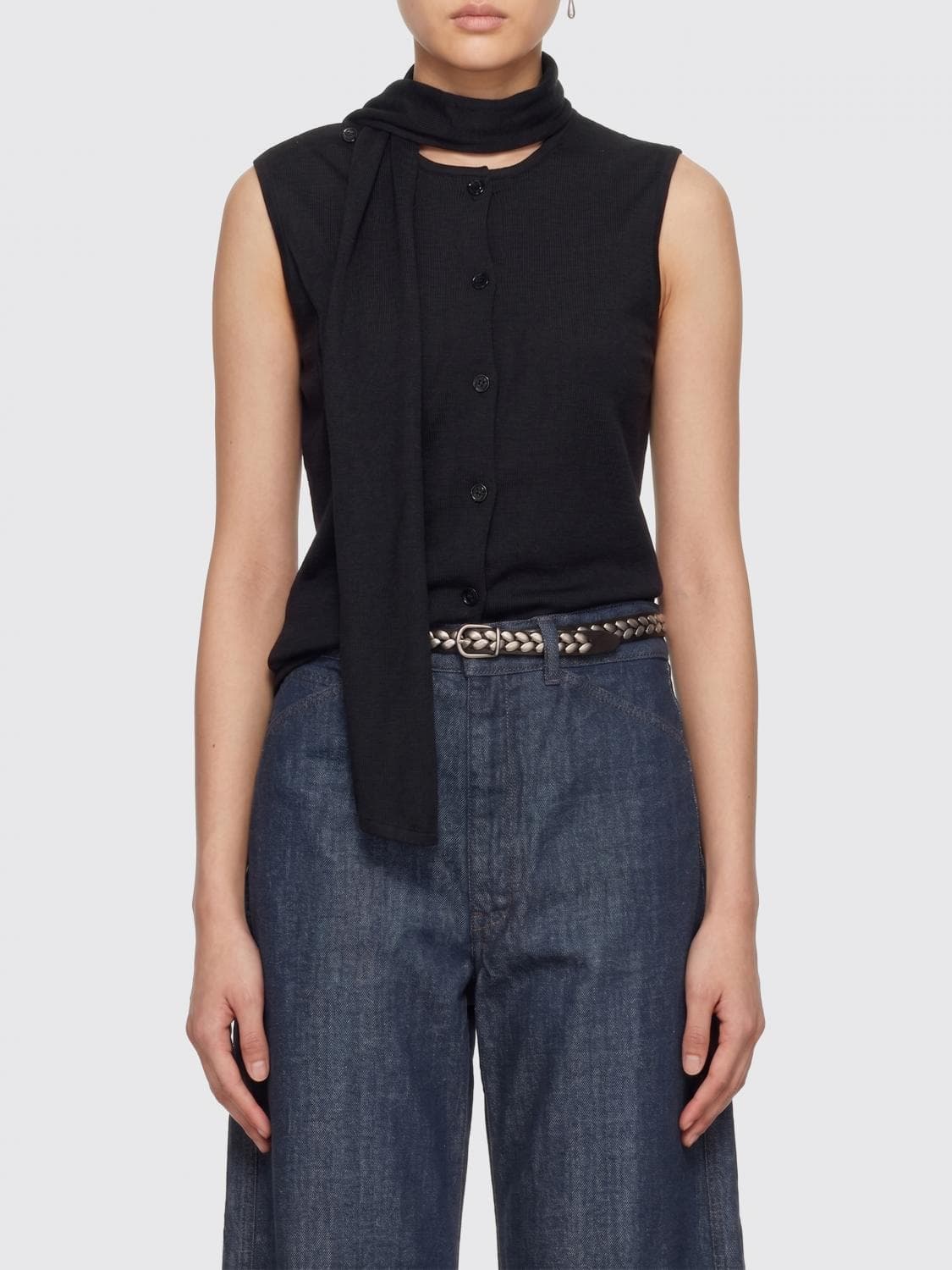 Lemaire Asymmetrical Design Sleeveless Wool-Blend Cardigan