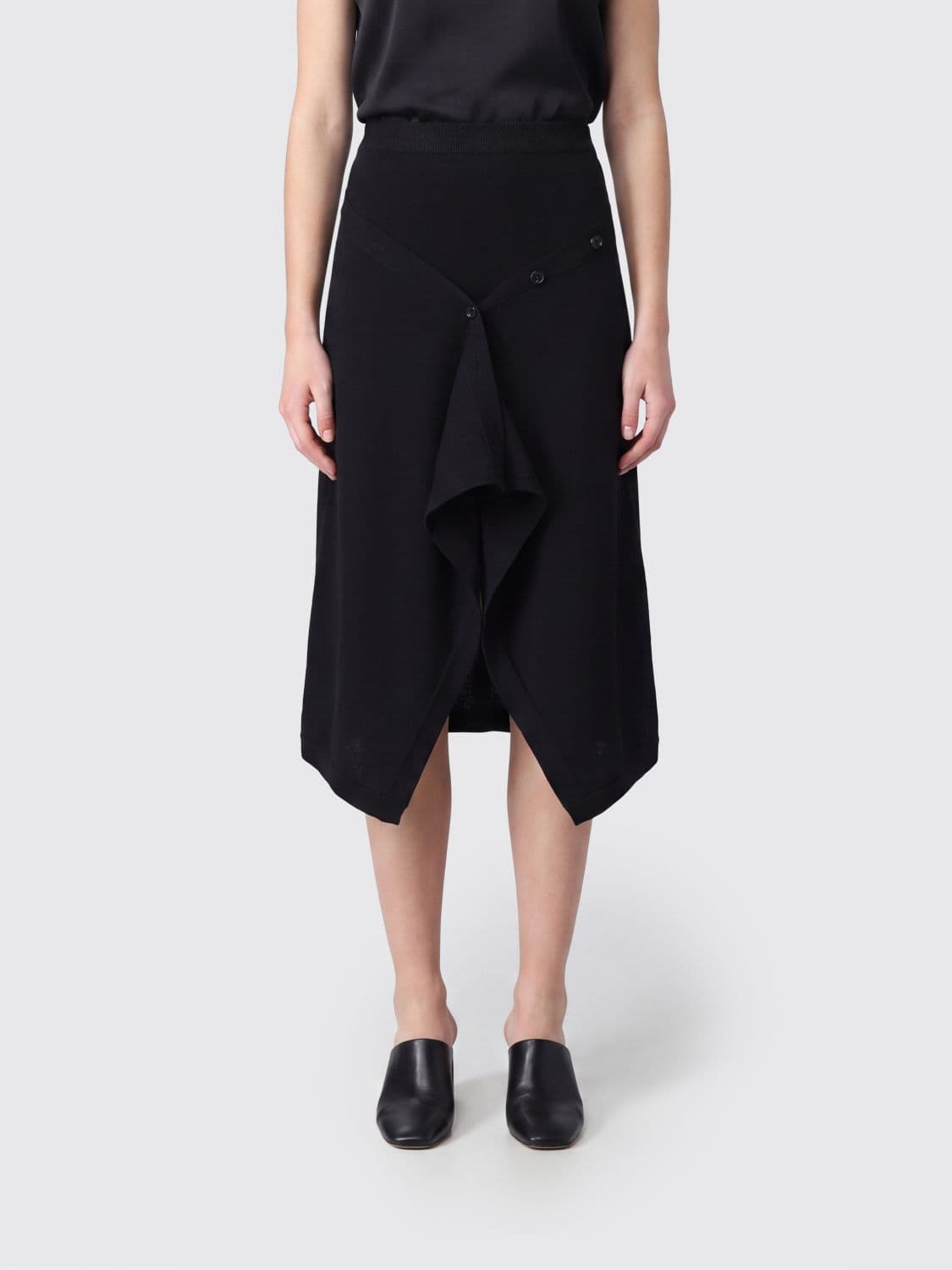 Lemaire High-Waisted Asymmetrical Midi Skirt in Wool-Blend Knit