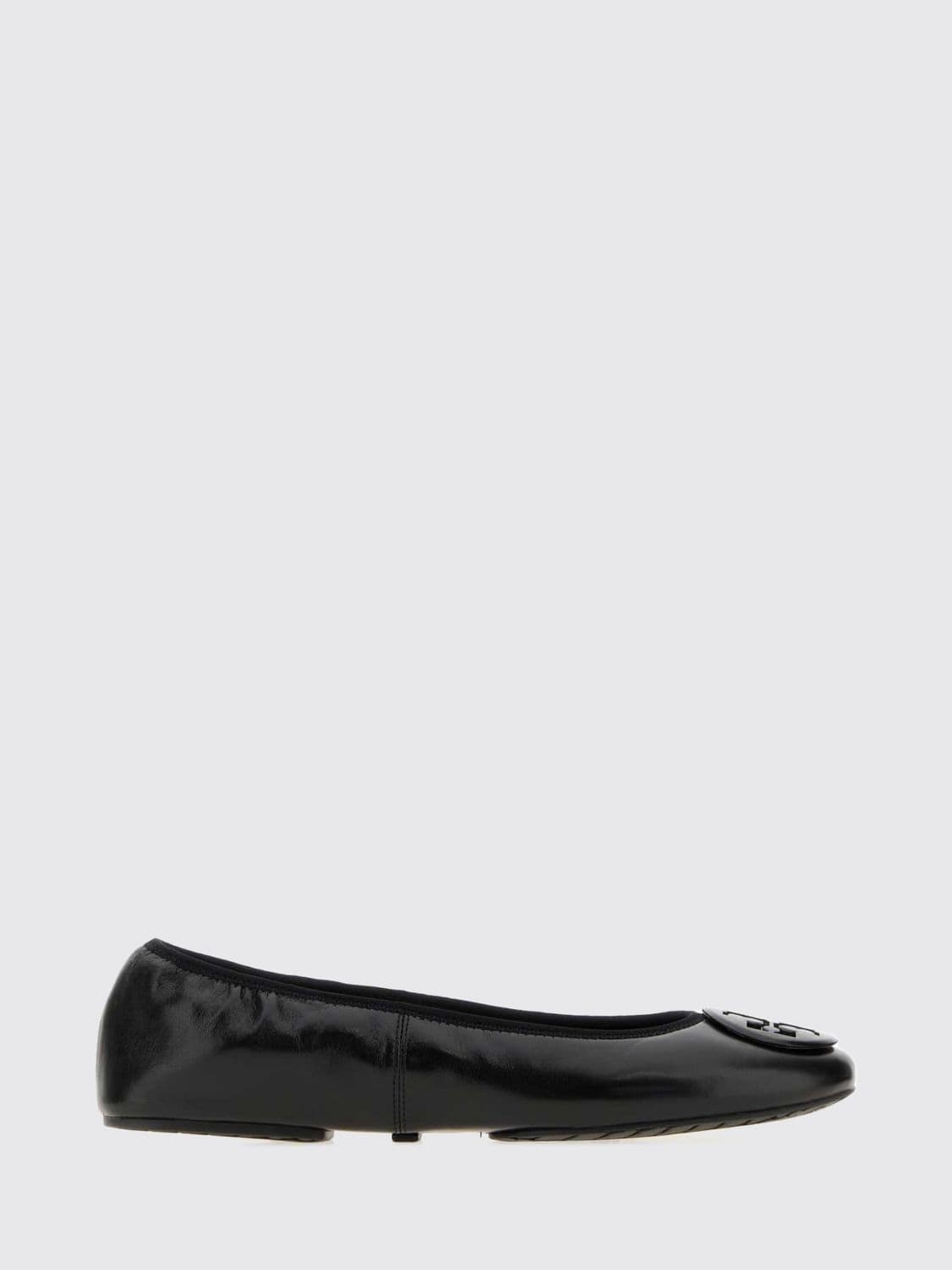 Tory Burch Reva Smooth Leather Ballet Flats with Tone-on-Tone Double T Logo