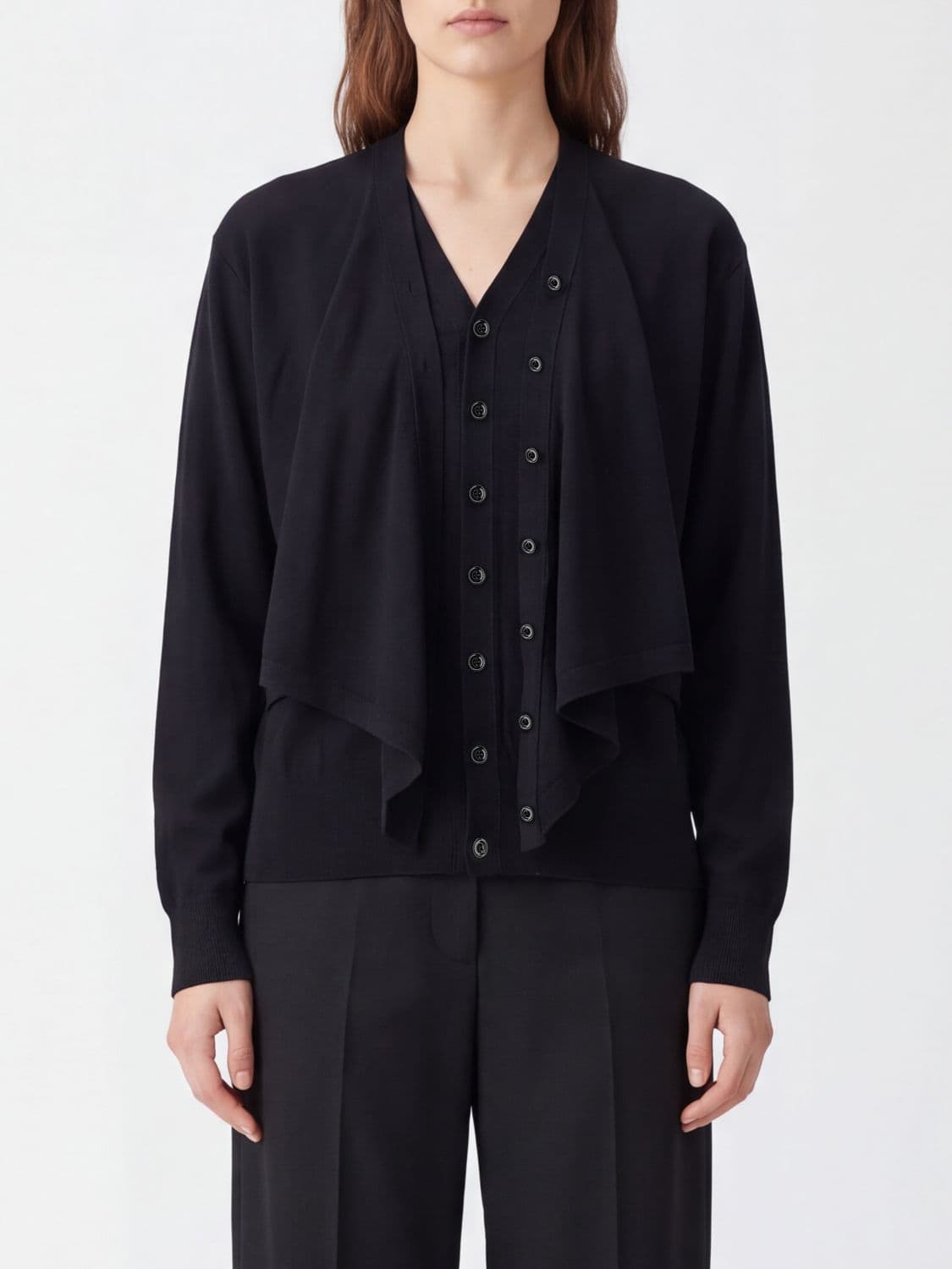 Lemaire V-Neck Wool Blend Cardigan with Button Closure