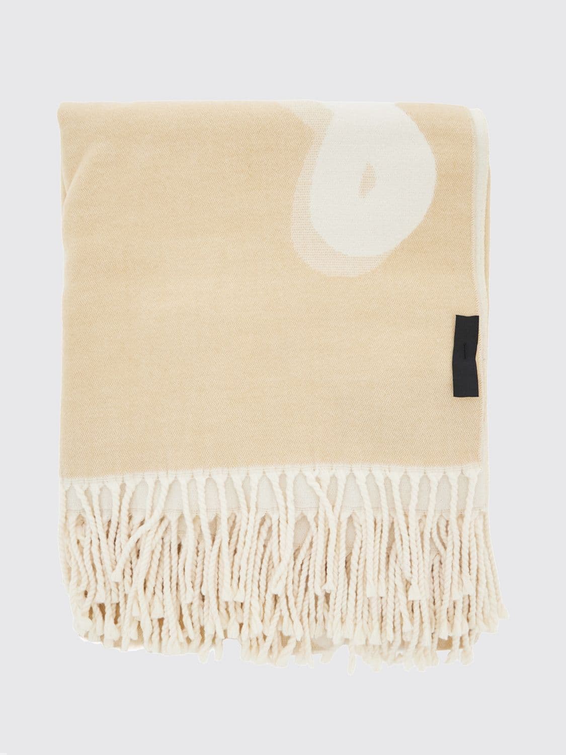 Twinset Rectangular Scarf with All-Over Jacquard Logo and Fringed Hem
