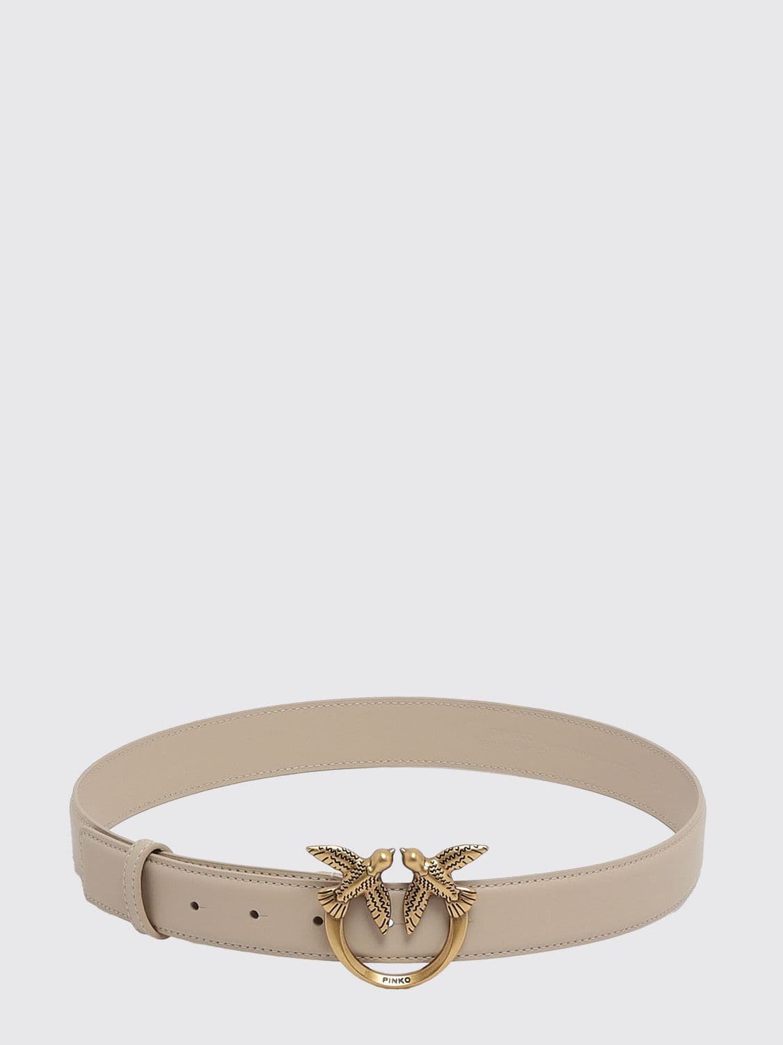 Pinko Leather Belt with Metal Love Birds Logo Buckle