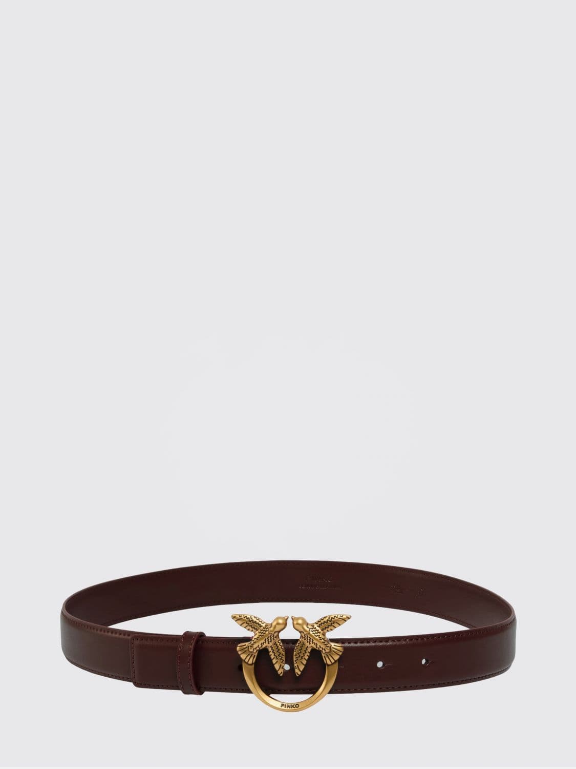 Pinko Leather Belt with Metal Love Birds Logo Buckle