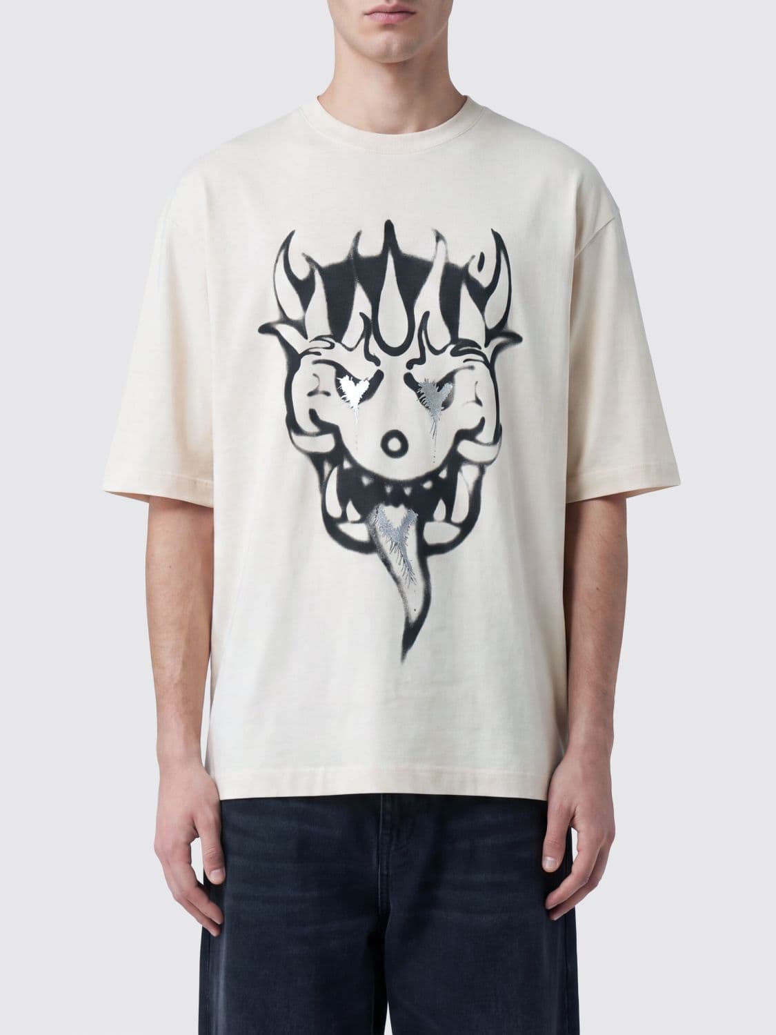 Y-3 Cotton T-Shirt with Graphic Print and Short Sleeves