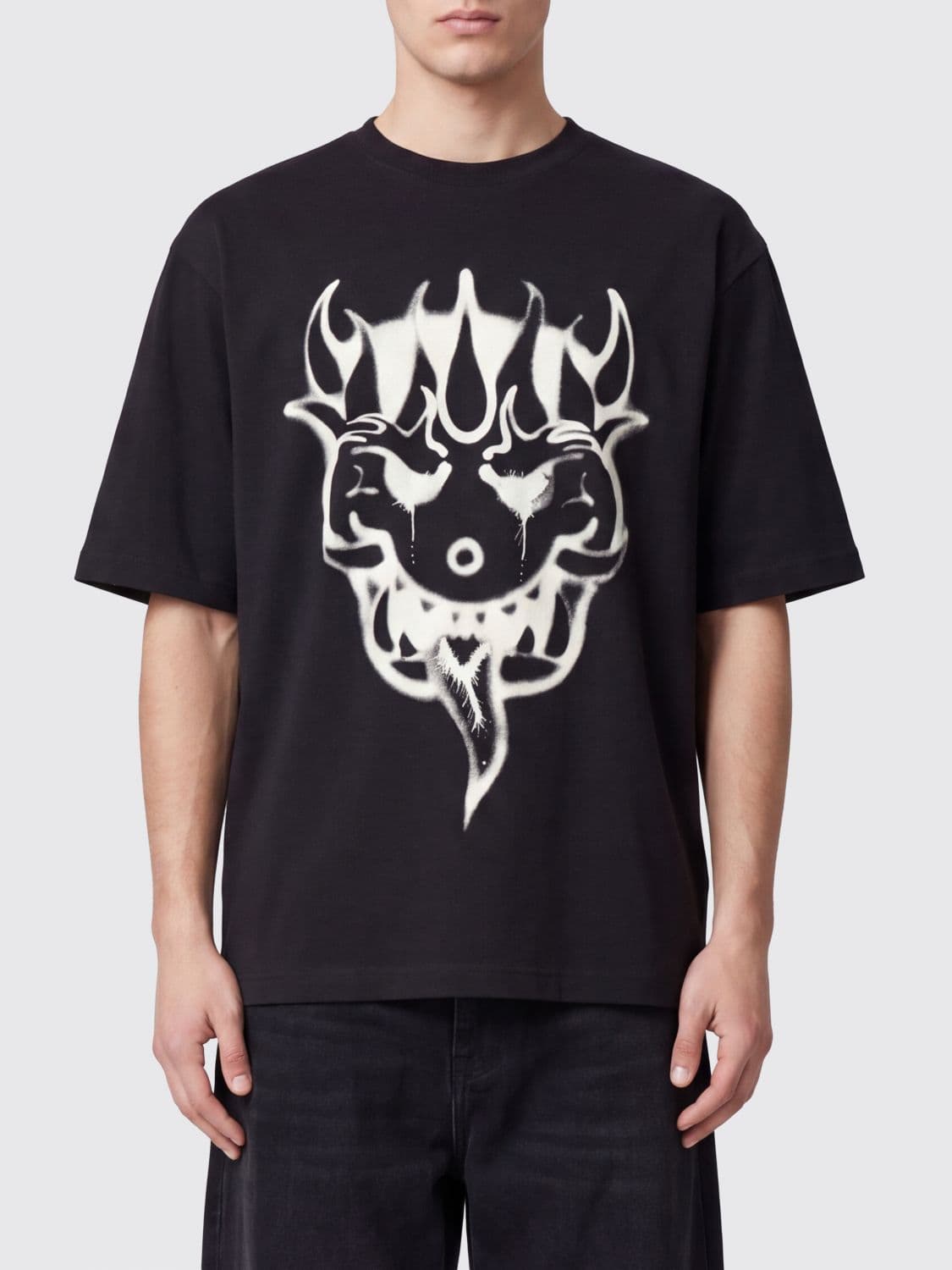 Y-3 Cotton T-Shirt with Graphic Print and Short Sleeves