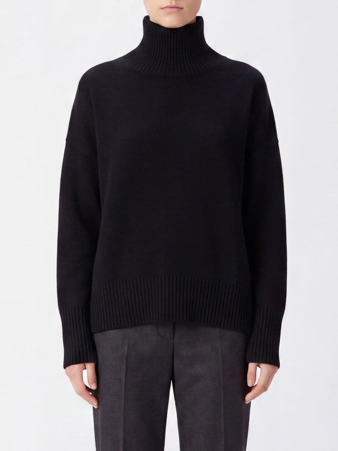 Lisa Yang Turtleneck Jumper in Pure Cashmere with Dropped Shoulders
