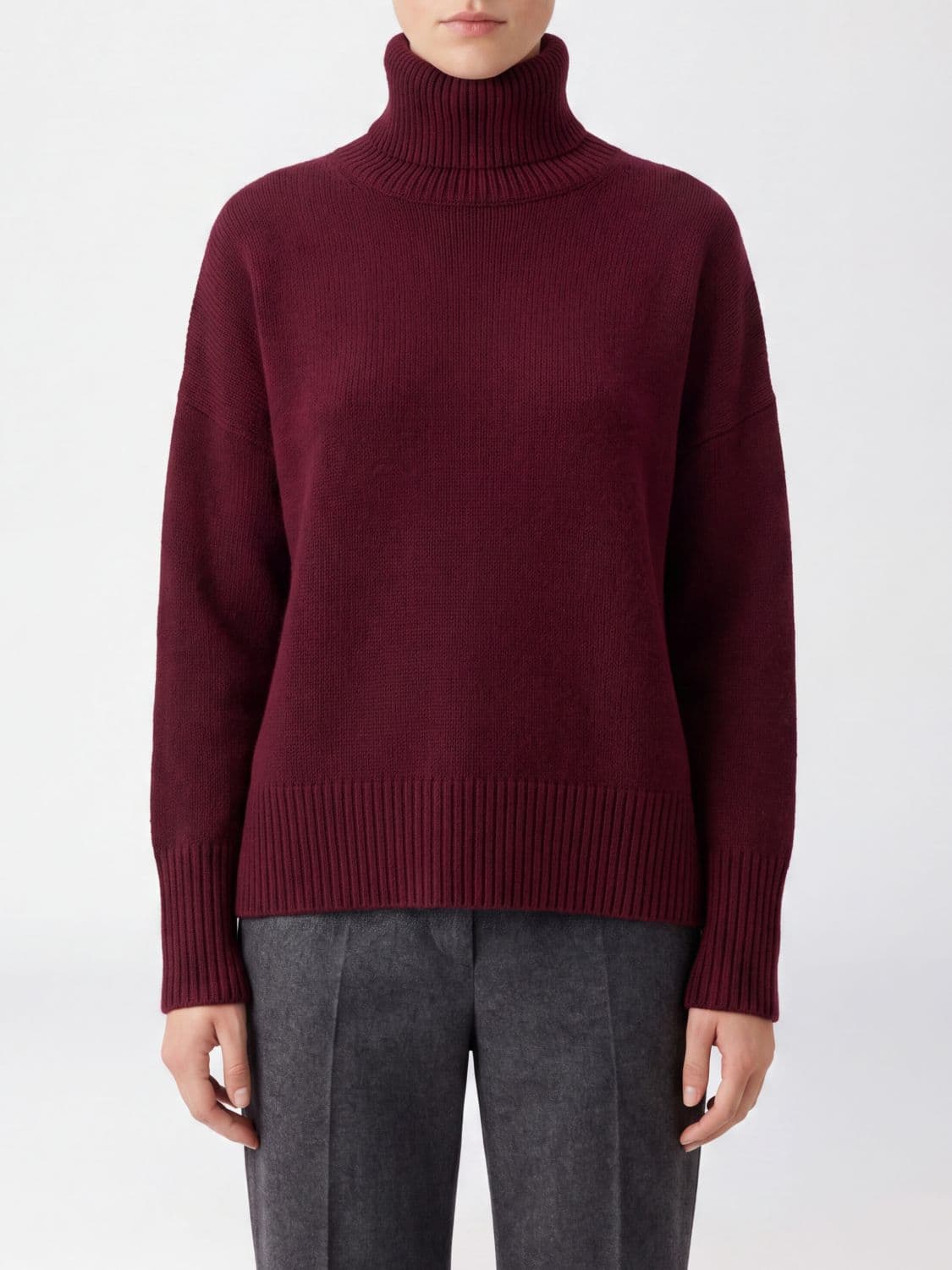 Lisa Yang Turtleneck Jumper in Pure Cashmere with Dropped Shoulders