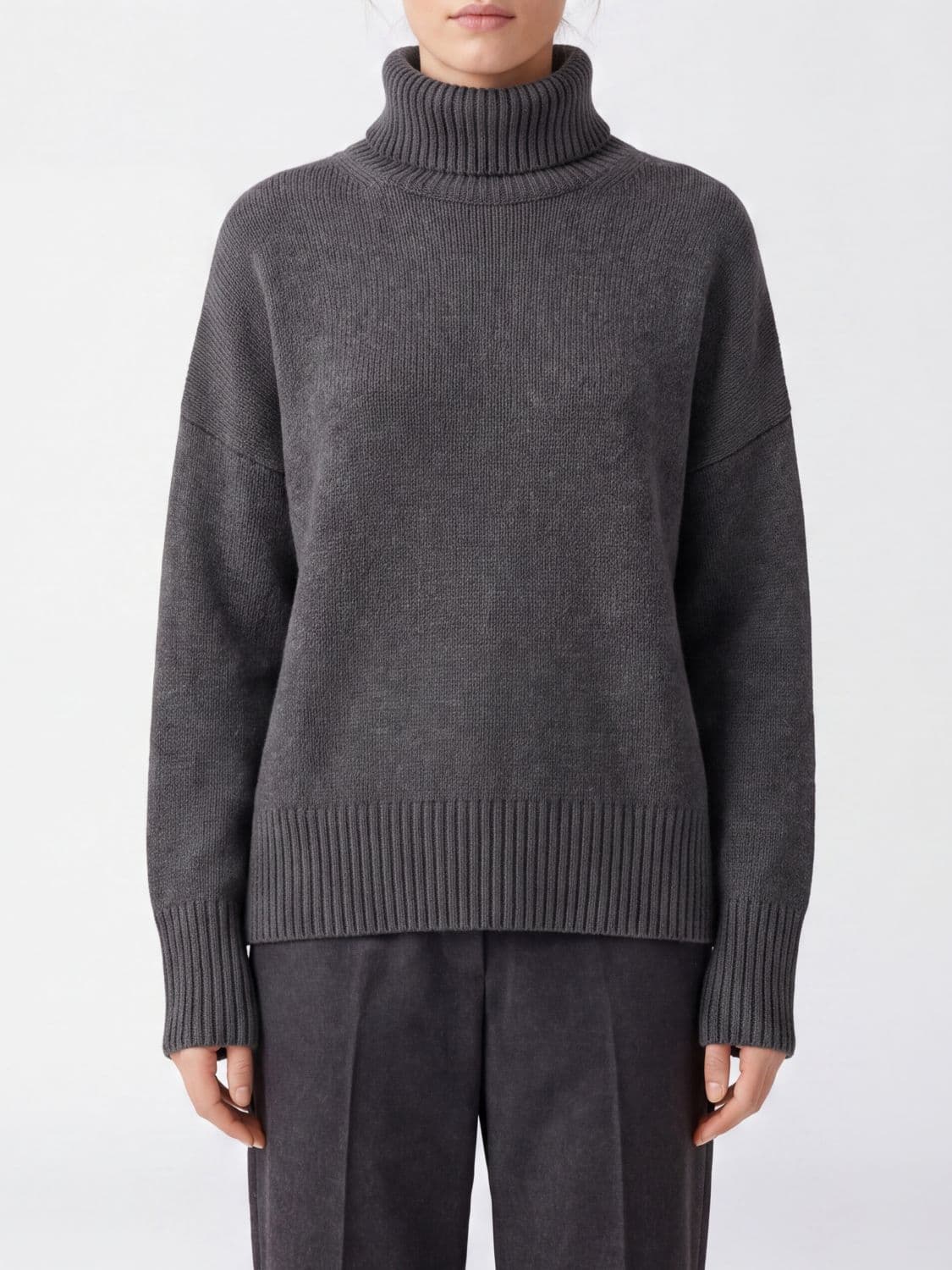 Lisa Yang Turtleneck Jumper in Pure Cashmere with Dropped Shoulders