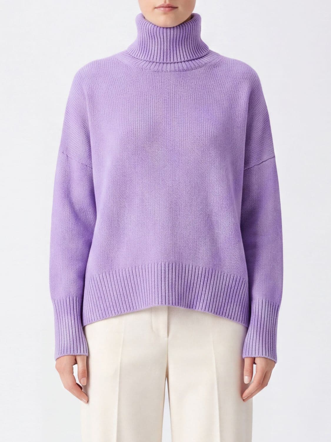 Lisa Yang Turtleneck Jumper in Pure Cashmere with Dropped Shoulders
