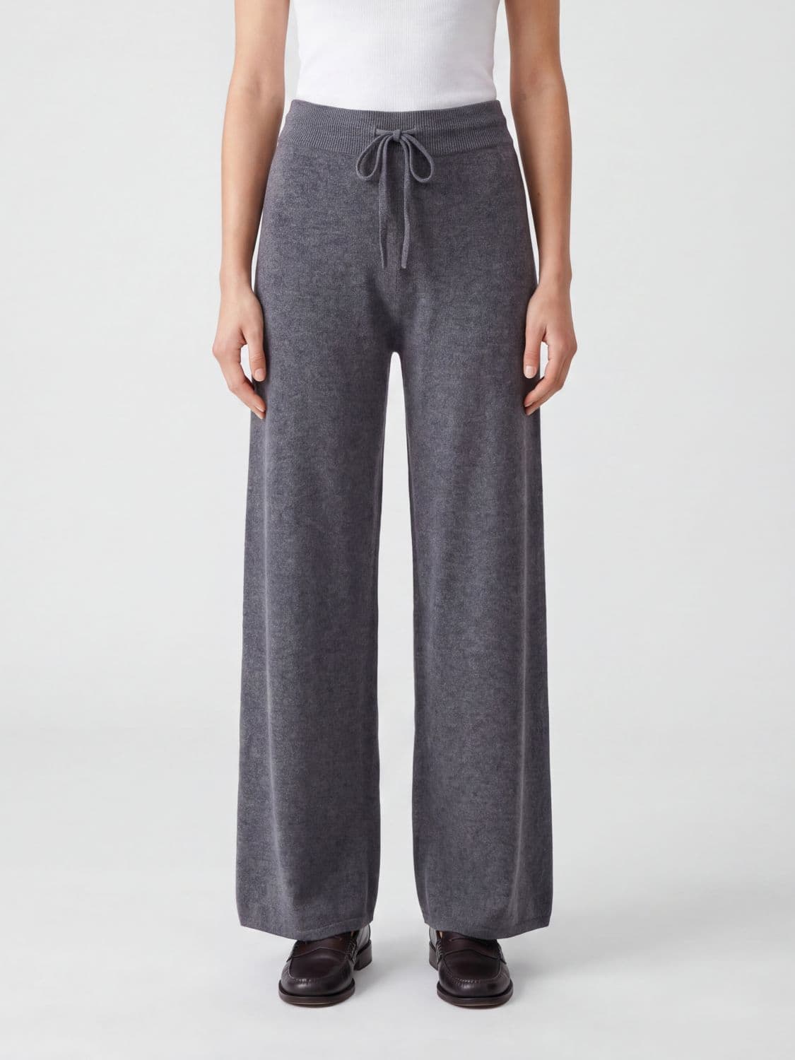 Lisa Yang Wide-Leg Trousers in Pure Cashmere with High Waist and Drawstring
