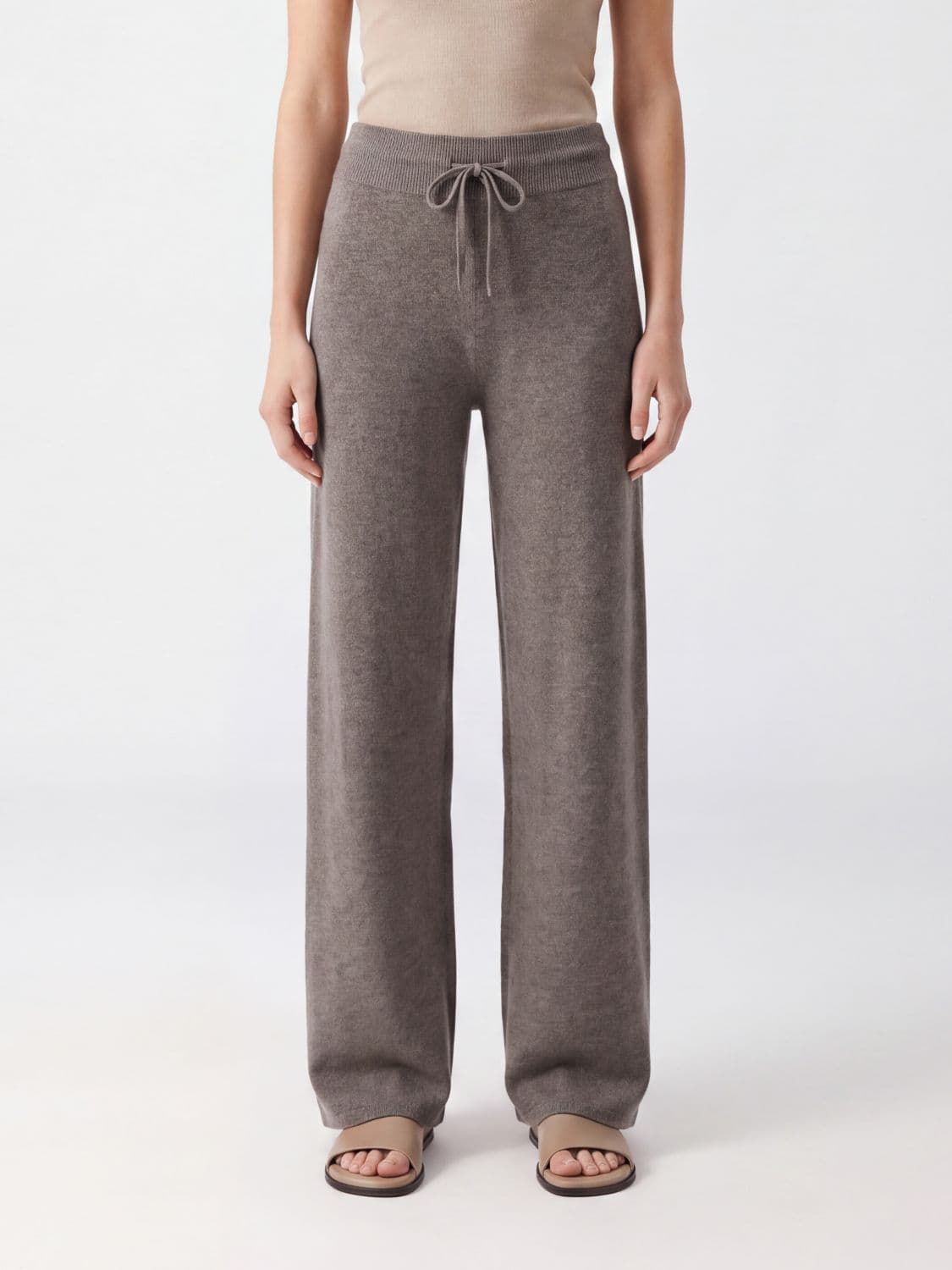 Lisa Yang Wide-Leg Trousers in Pure Cashmere with High Waist and Drawstring