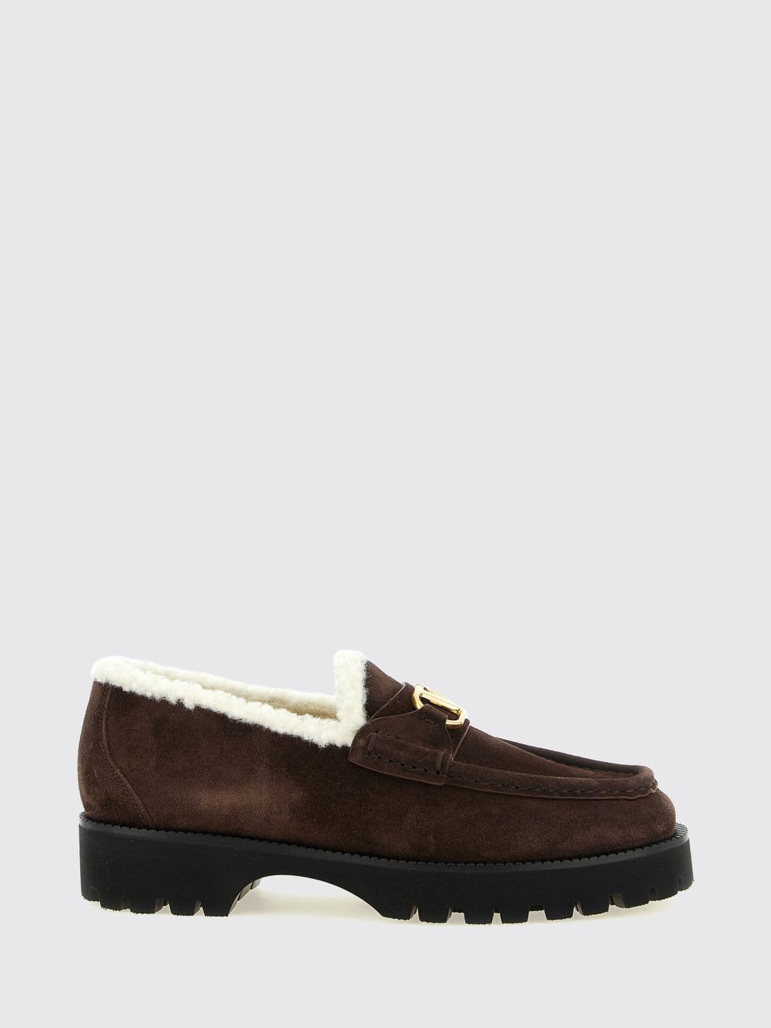Valentino Garavani Suede Loafers with VLogo and Shearling Lining