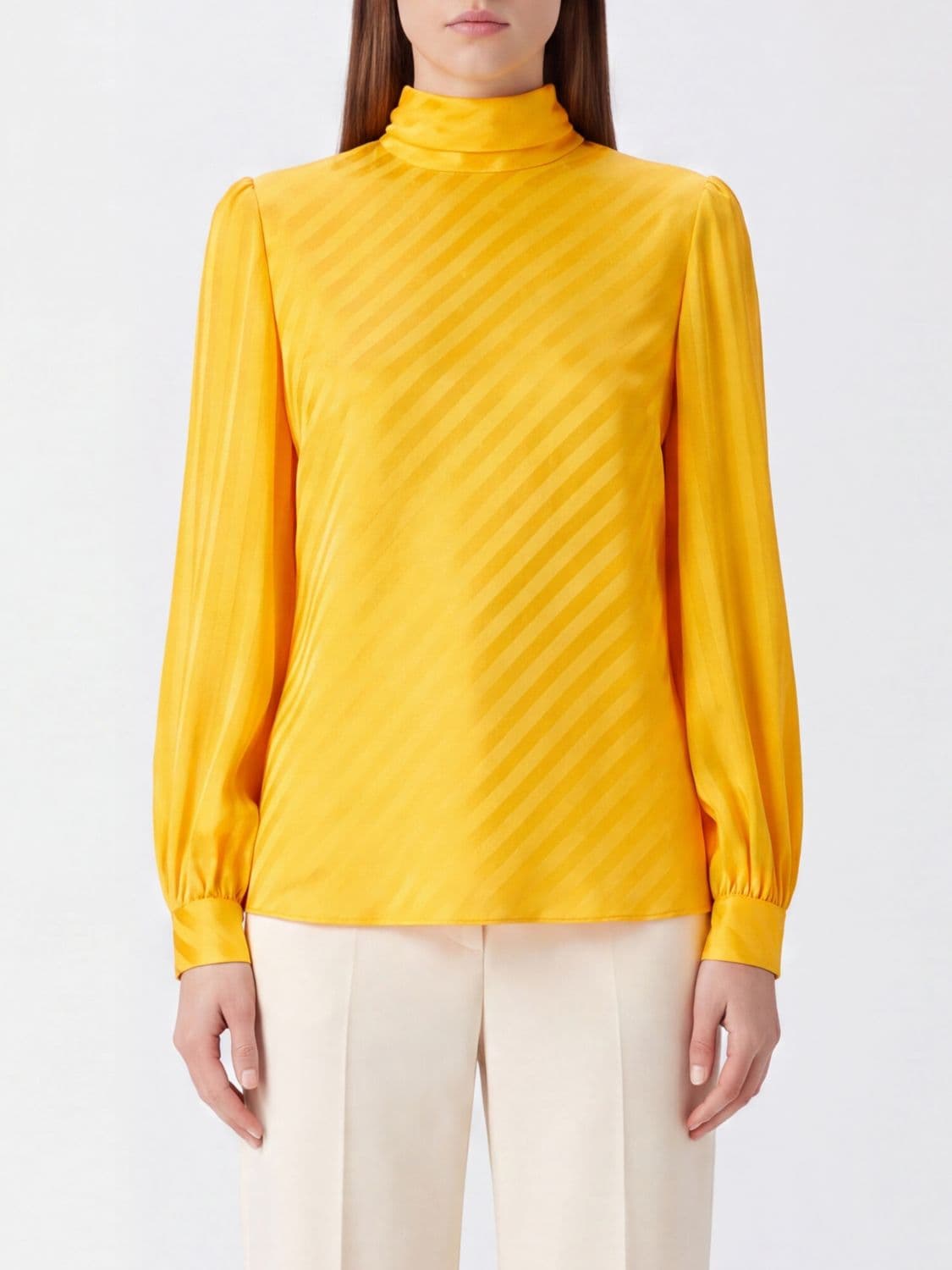 Valentino Garavani Regimental Stripe Silk Blouse with Pussy-Bow Collar