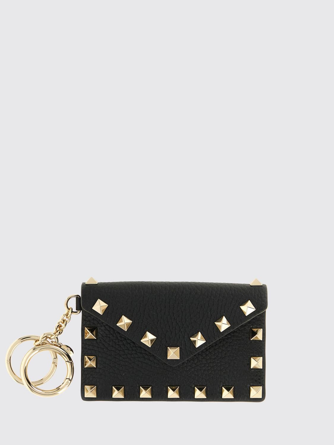 Valentino Garavani Rockstud Grained Calfskin Leather Key Holder with Flap · OS