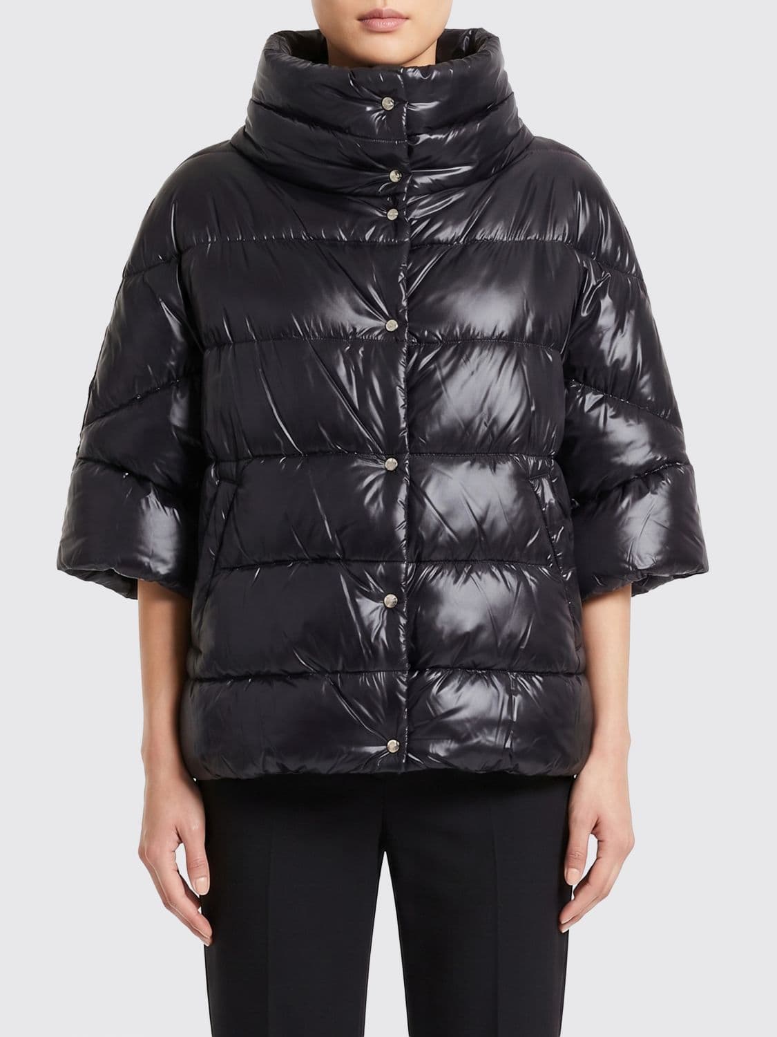 Herno Water-Repellent Nylon Puffer Gilet with Short Sleeves and Funnel Neck