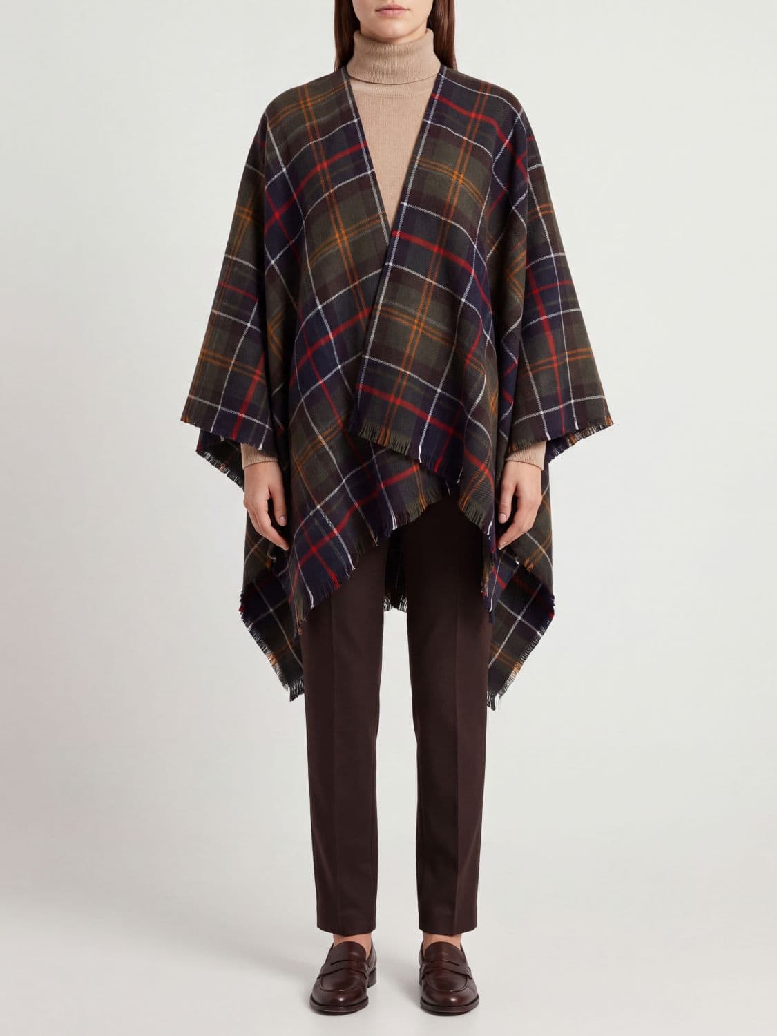 Barbour Montieth Tartan Pattern Scarf with Fringed Edges