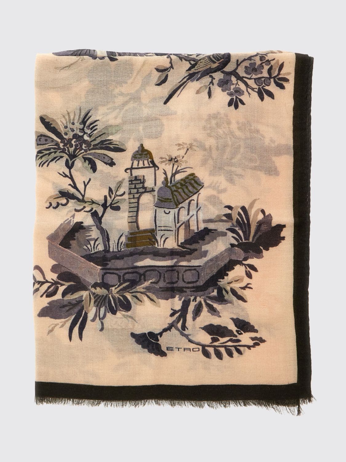 Etro Wool and Cashmere Blend Scarf with Graphic Pattern and Jacquard Logo · OS