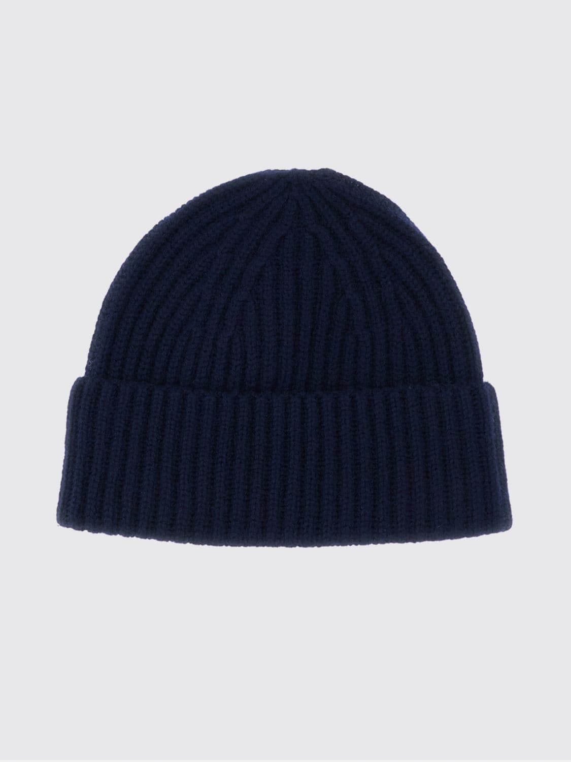 Lisa Yang Ribbed 100% Cashmere Beanie Hat with Turn-up Cuff