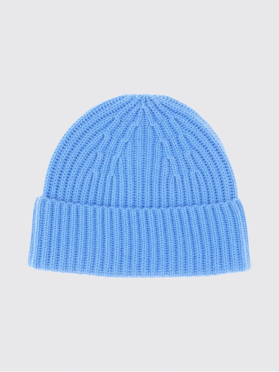 Lisa Yang Ribbed 100% Cashmere Beanie Hat with Turn-up Cuff