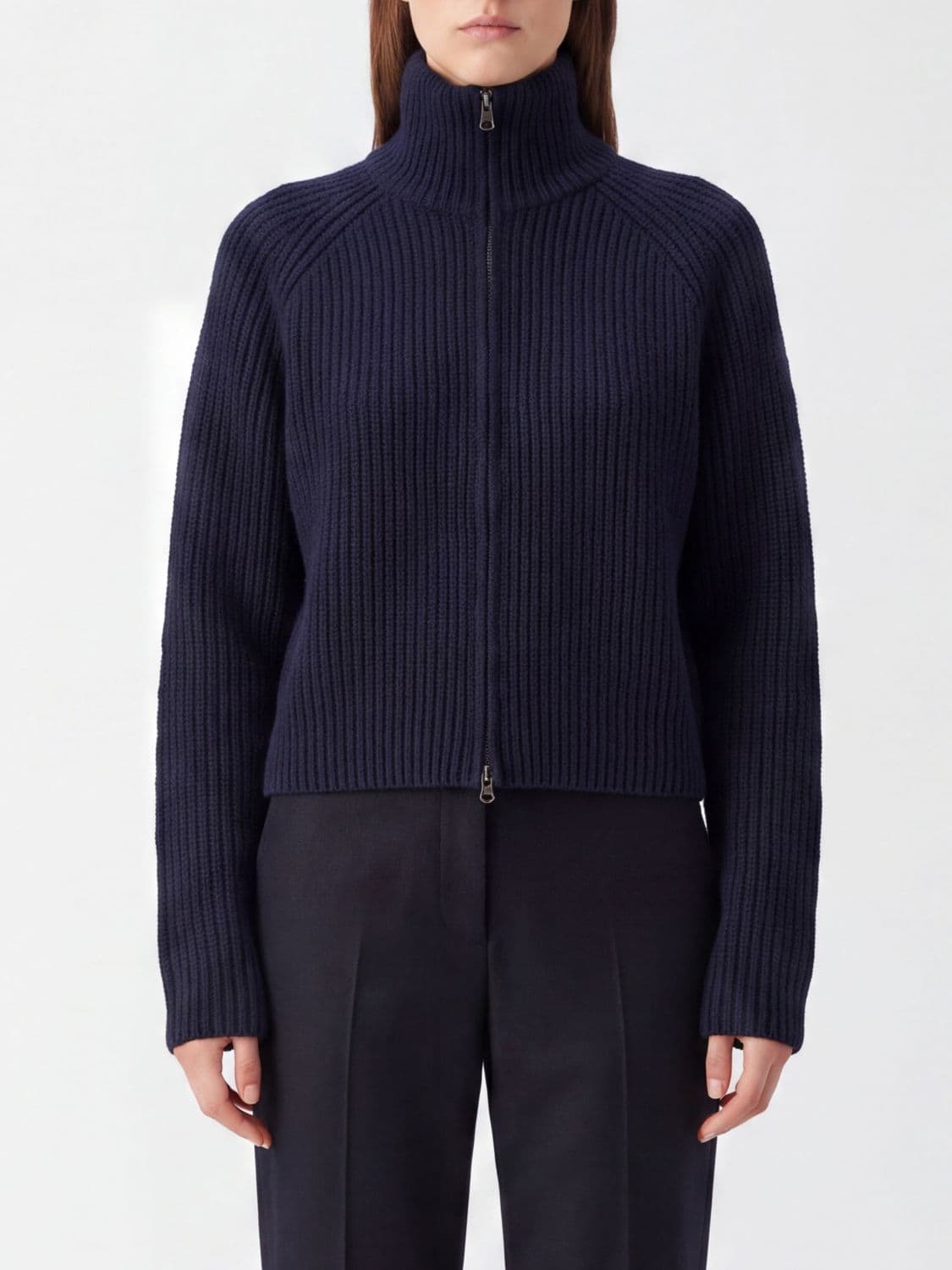 Lisa Yang Turtleneck Cardigan in Pure Cashmere with Zip Closure