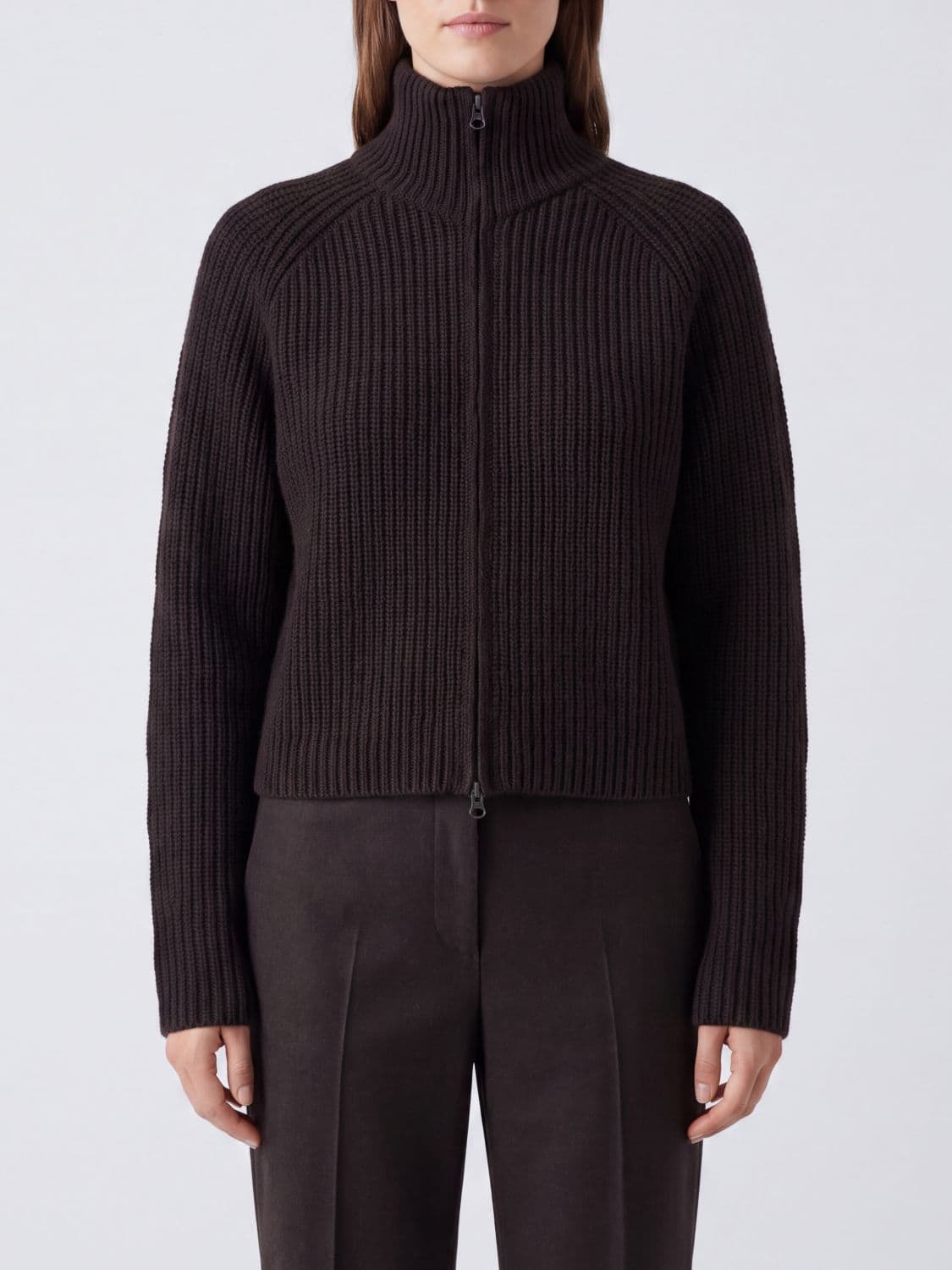 Lisa Yang Turtleneck Cardigan in Pure Cashmere with Zip Closure