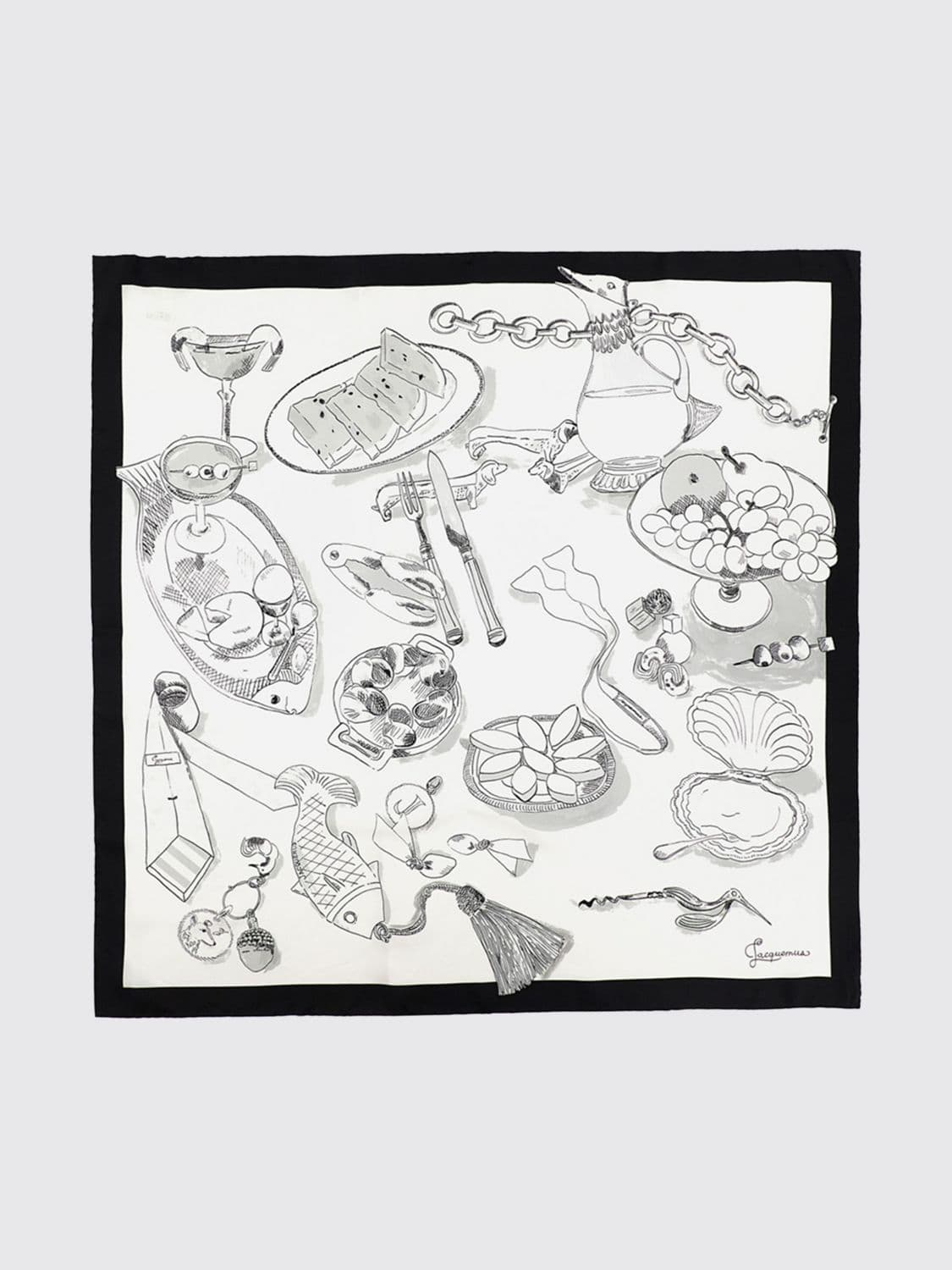 Jacquemus Designer Pure Silk Scarf with a Multicoloured Graphic Print · OS