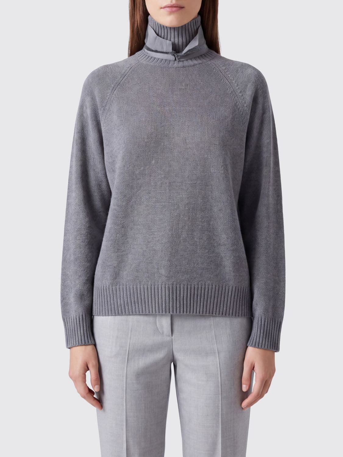 Brunello Cucinelli Turtleneck Jumper in Pure Cashmere with Jewel Detail