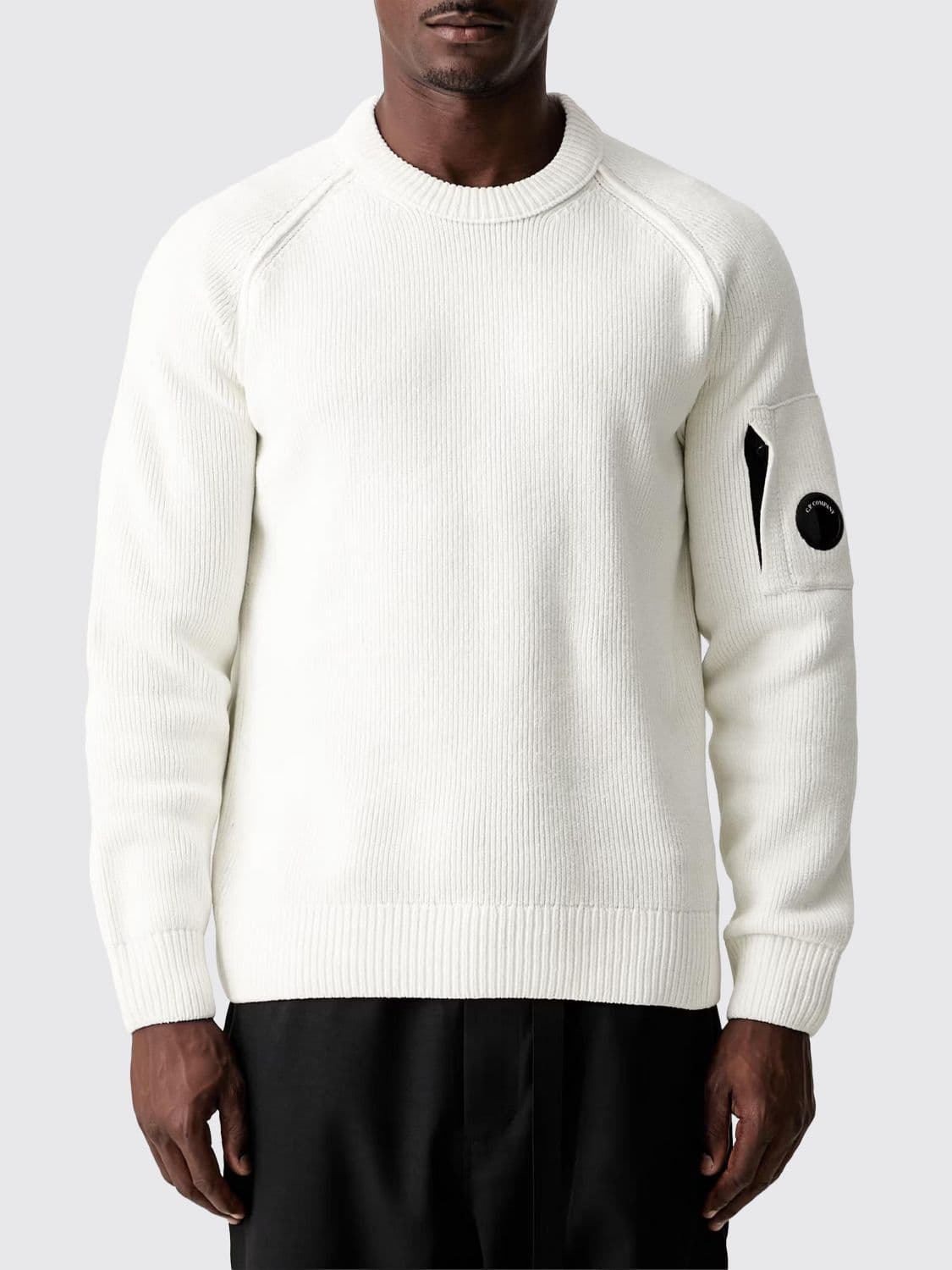 C.p. Company C. P. COMPANY Cotton Crewneck Jumper with Applied Logo and Ribbed Trims