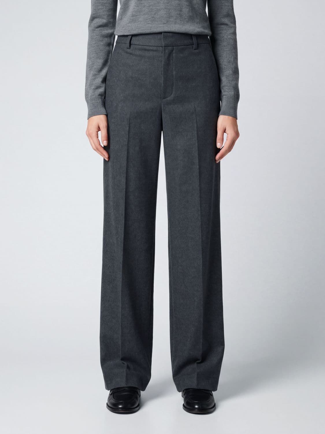 Pt Torino Mid-Rise Wool Wide-Leg Trousers