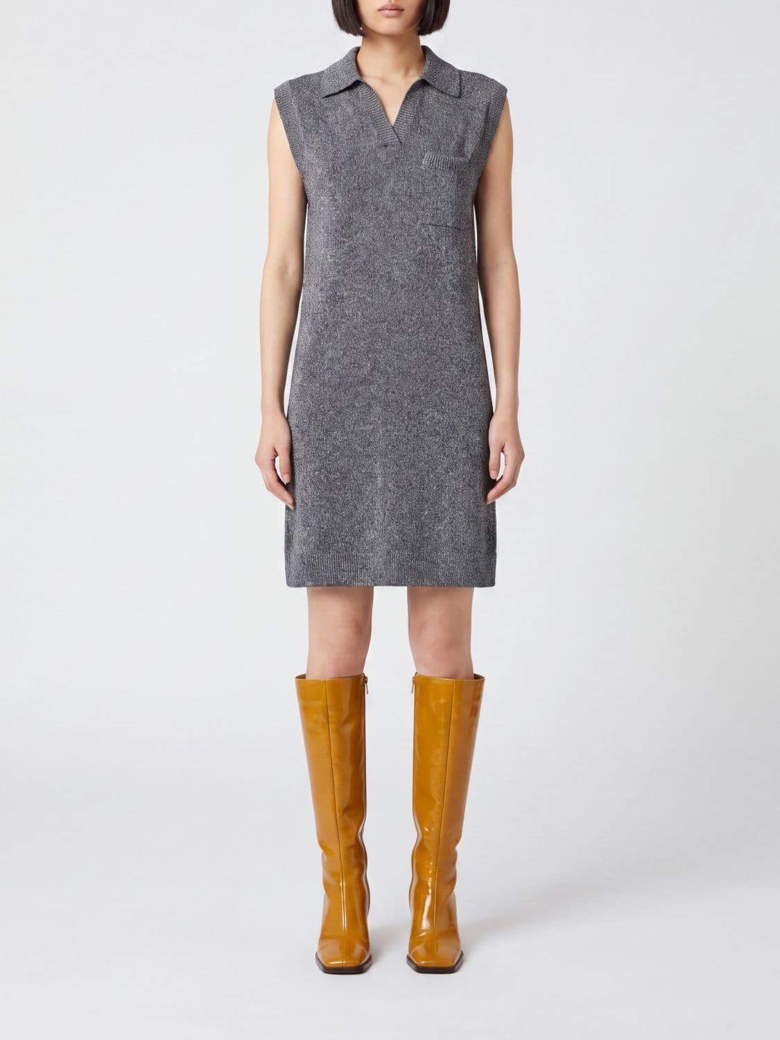 Marni Wool Blend Knit Polo Mini Dress with Classic Collar