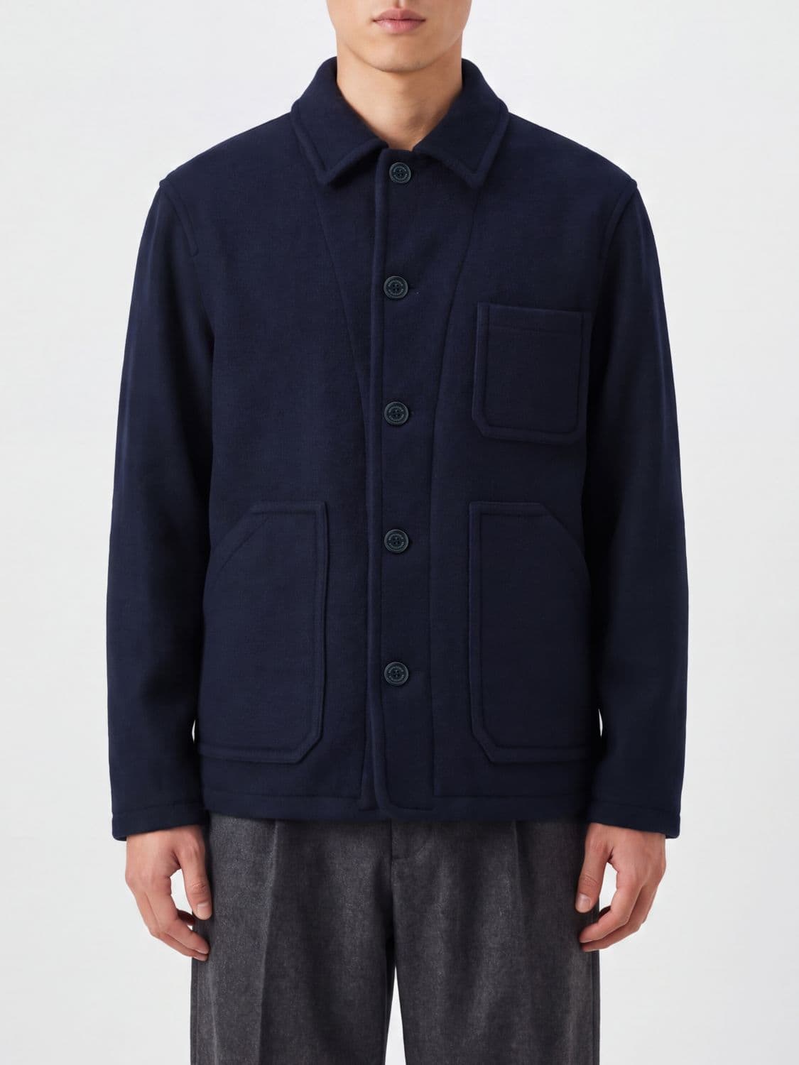 Brooksfield Casual Wool Blend Shirt Jacket with Front Patch Pockets