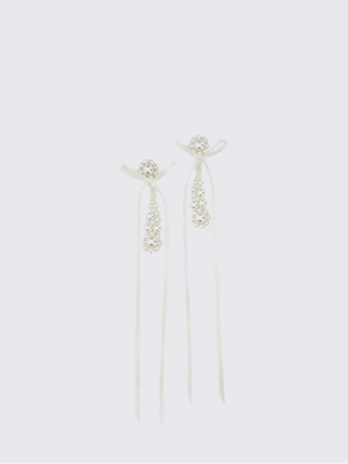 Simone Rocha Faux Pearl and Resin Bow Drop Earrings
