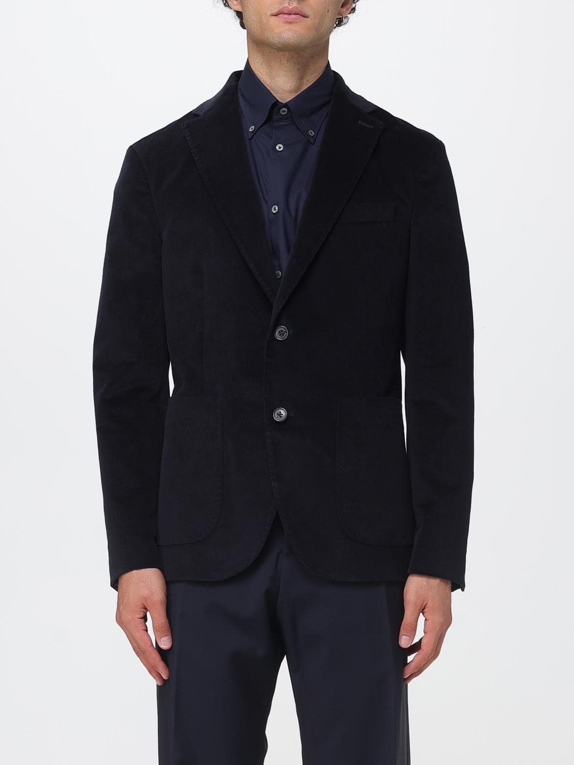 Brooksfield Single-Breasted Blazer in Stretch-Cotton Corduroy with Patch Pockets