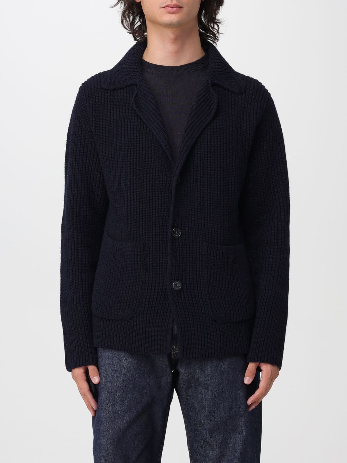 Brooksfield Casual Knit Blazer in Lambswool Blend with Lapels and Patch Pockets