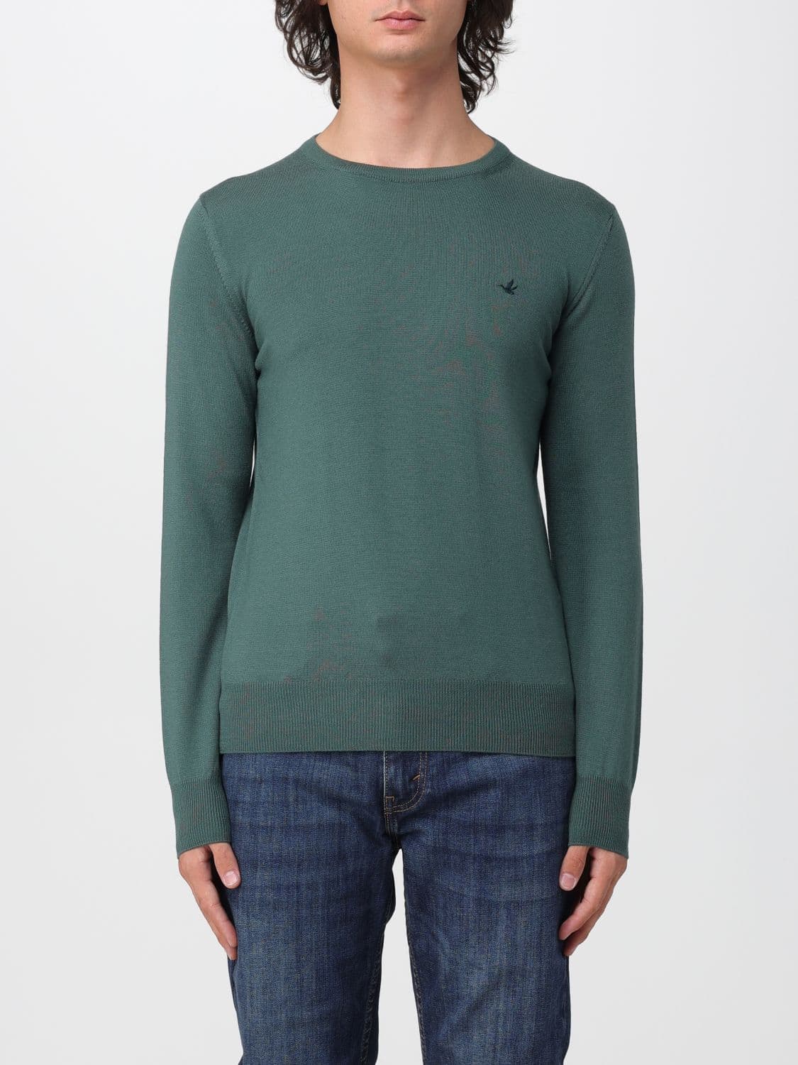 Brooksfield Crewneck Wool Jumper with Long Sleeves and Ribbed Trims